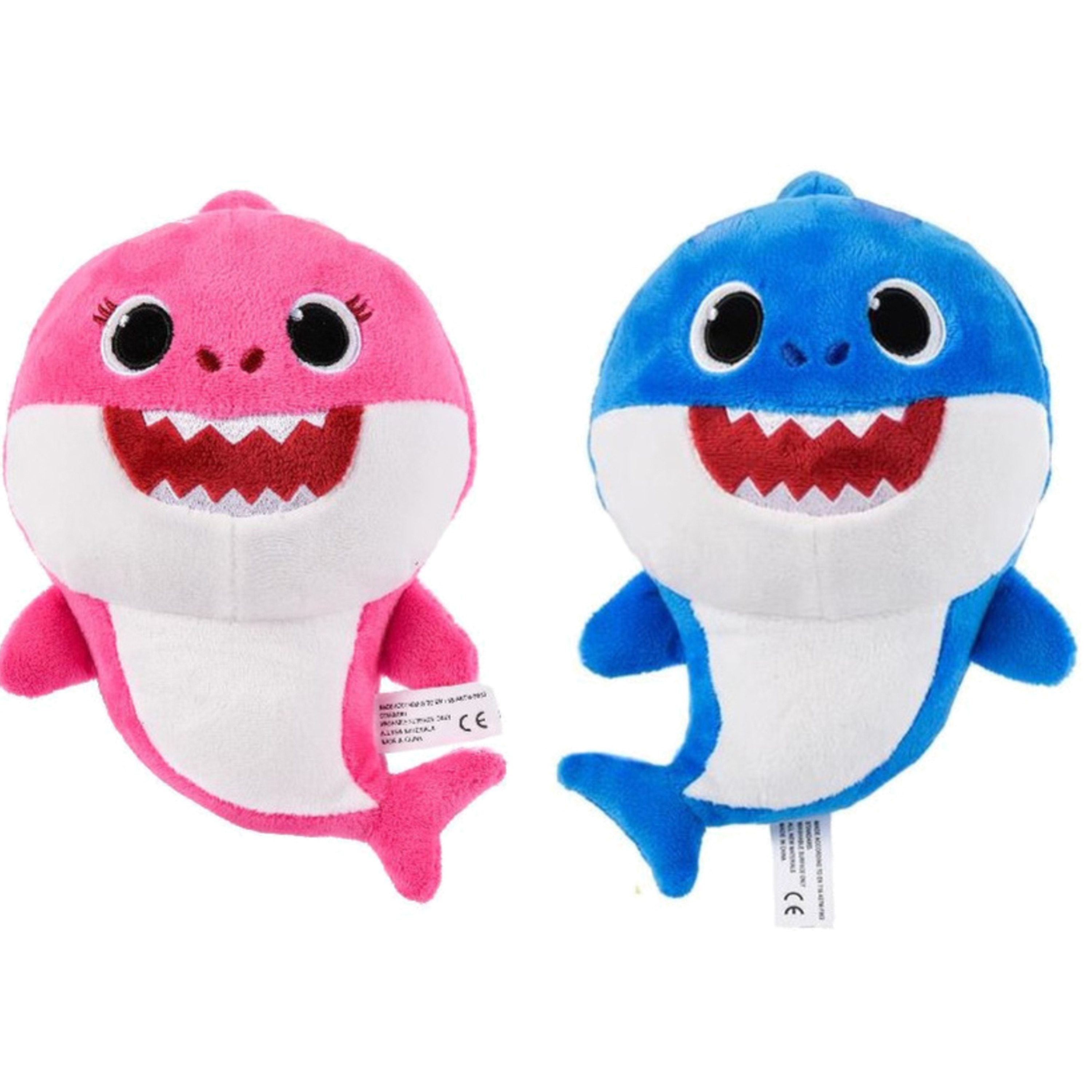 Baby Shark pluche knuffel set van 2x karakters daddy-mommy 20 cm -