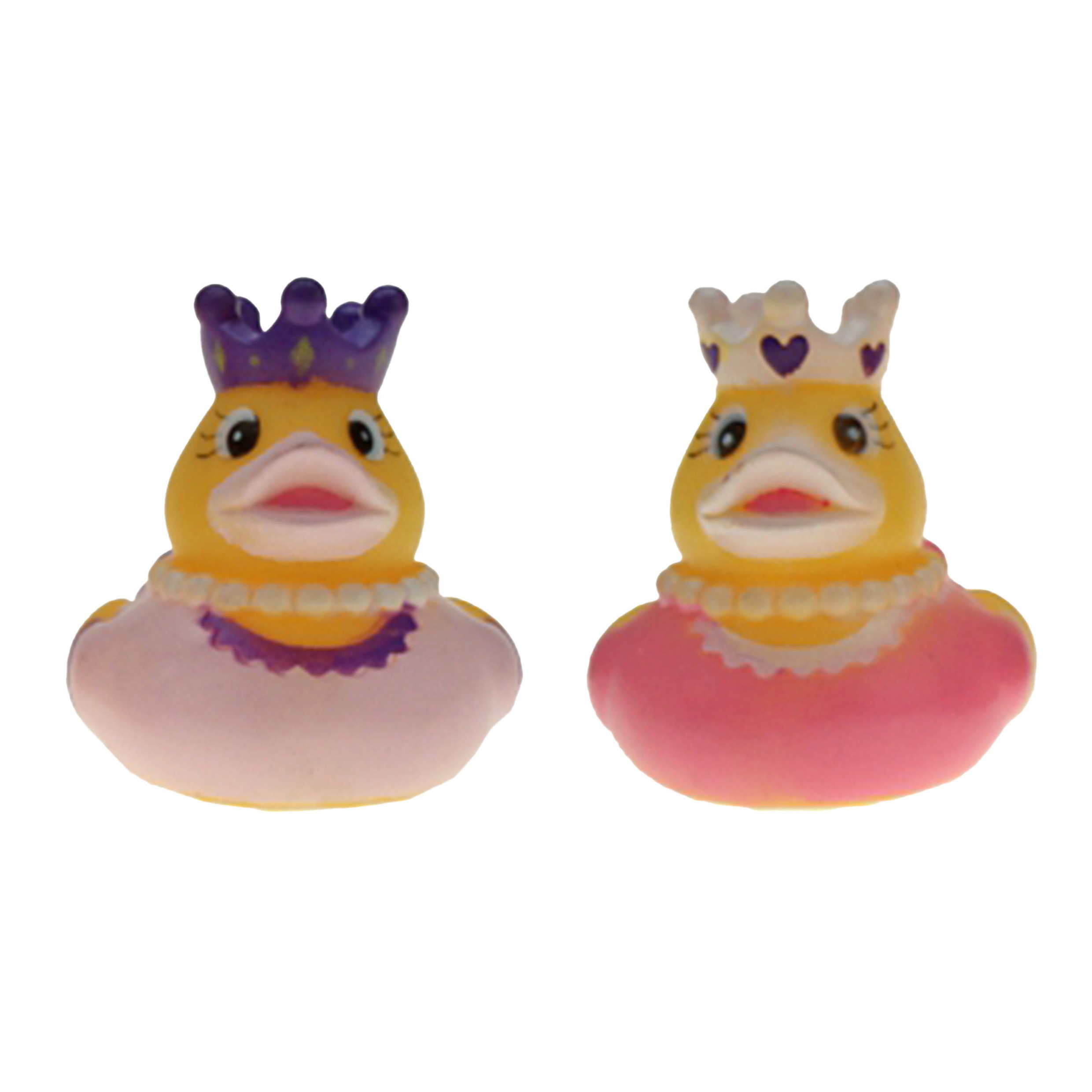 Badeendjes prinses rubber 2 stuks roze en licht roze 5 cm bad speelgoed