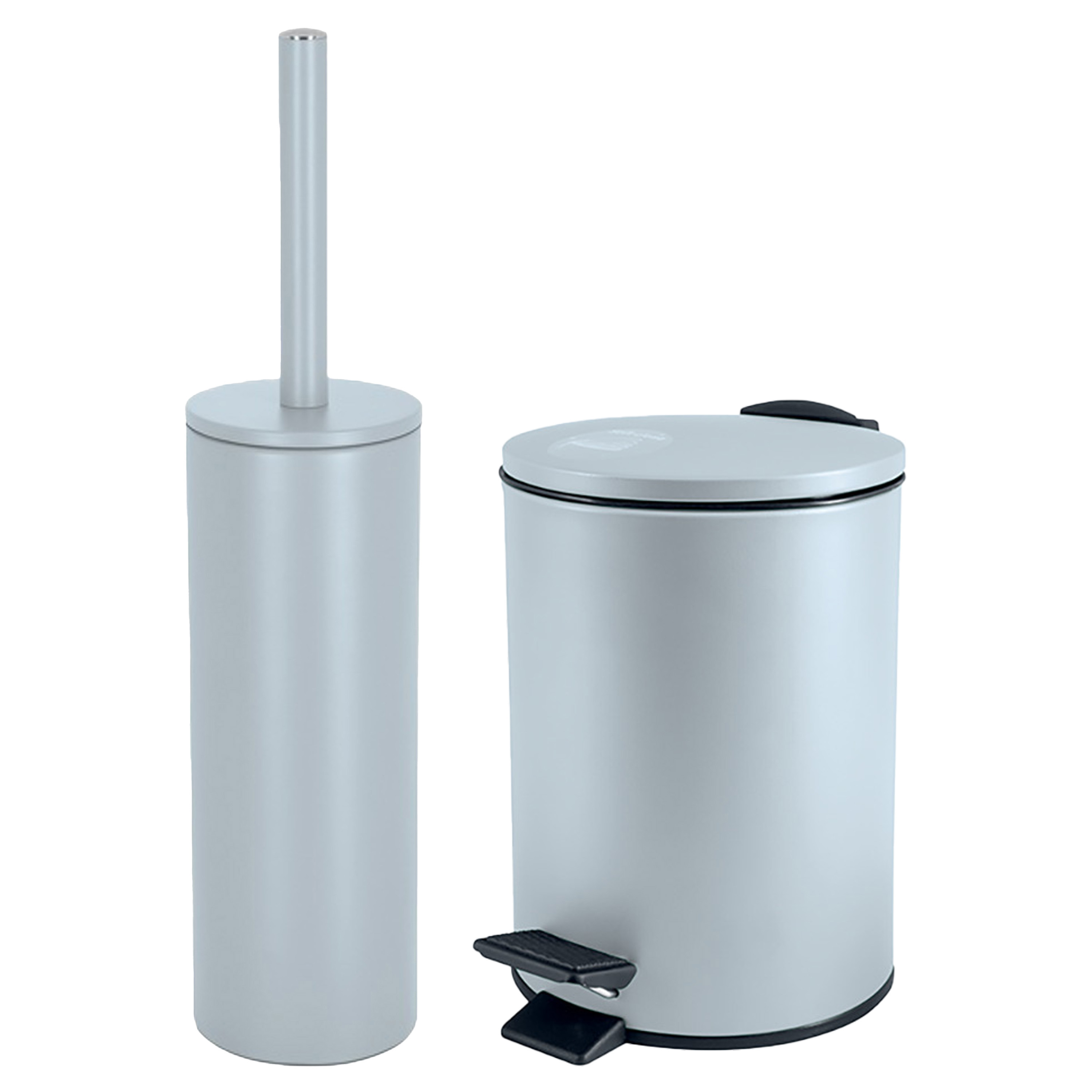 Spirella Badkamer/toilet accessoires set - WC-borstel en pedaalemmer 3L - metaal - ijsblauw