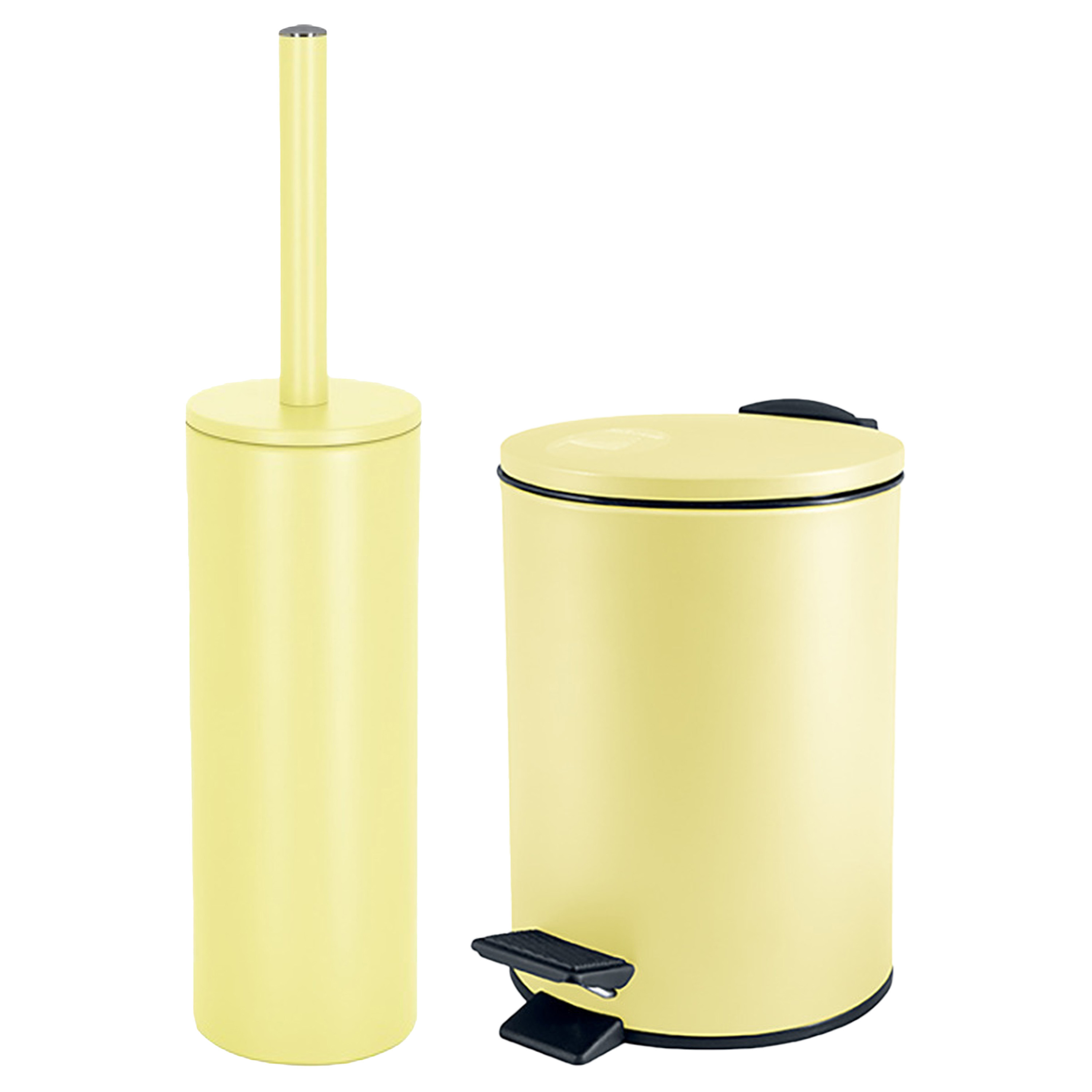 Badkamer-toilet accessoires set WC-borstel en pedaalemmer 5L metaal geel