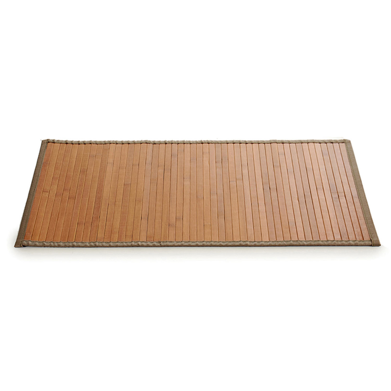 Badkamer vloermat anti-slip bamboe 50 x 80 cm met grijze rand