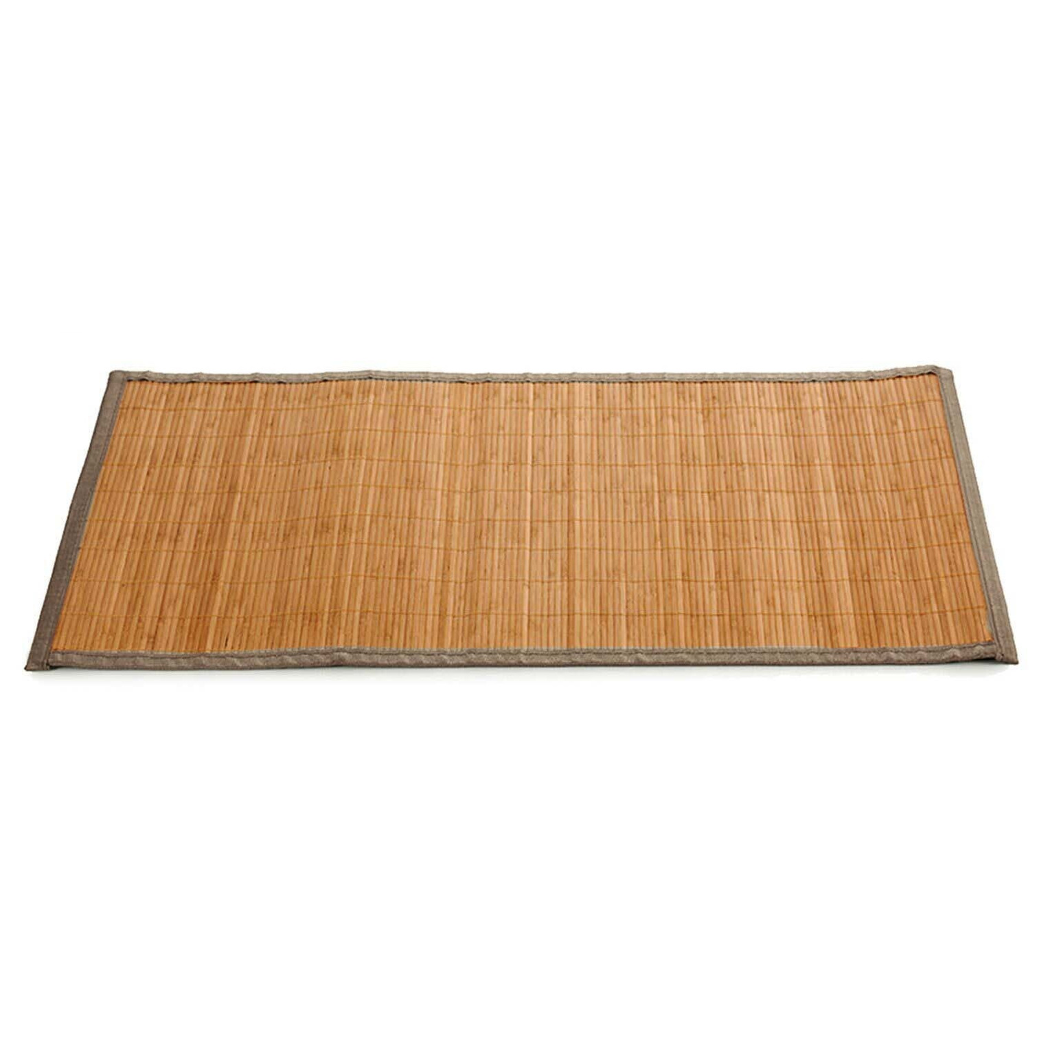 Badkamer vloermat anti-slip donkere bamboe 50 x 80 cm met grijze rand