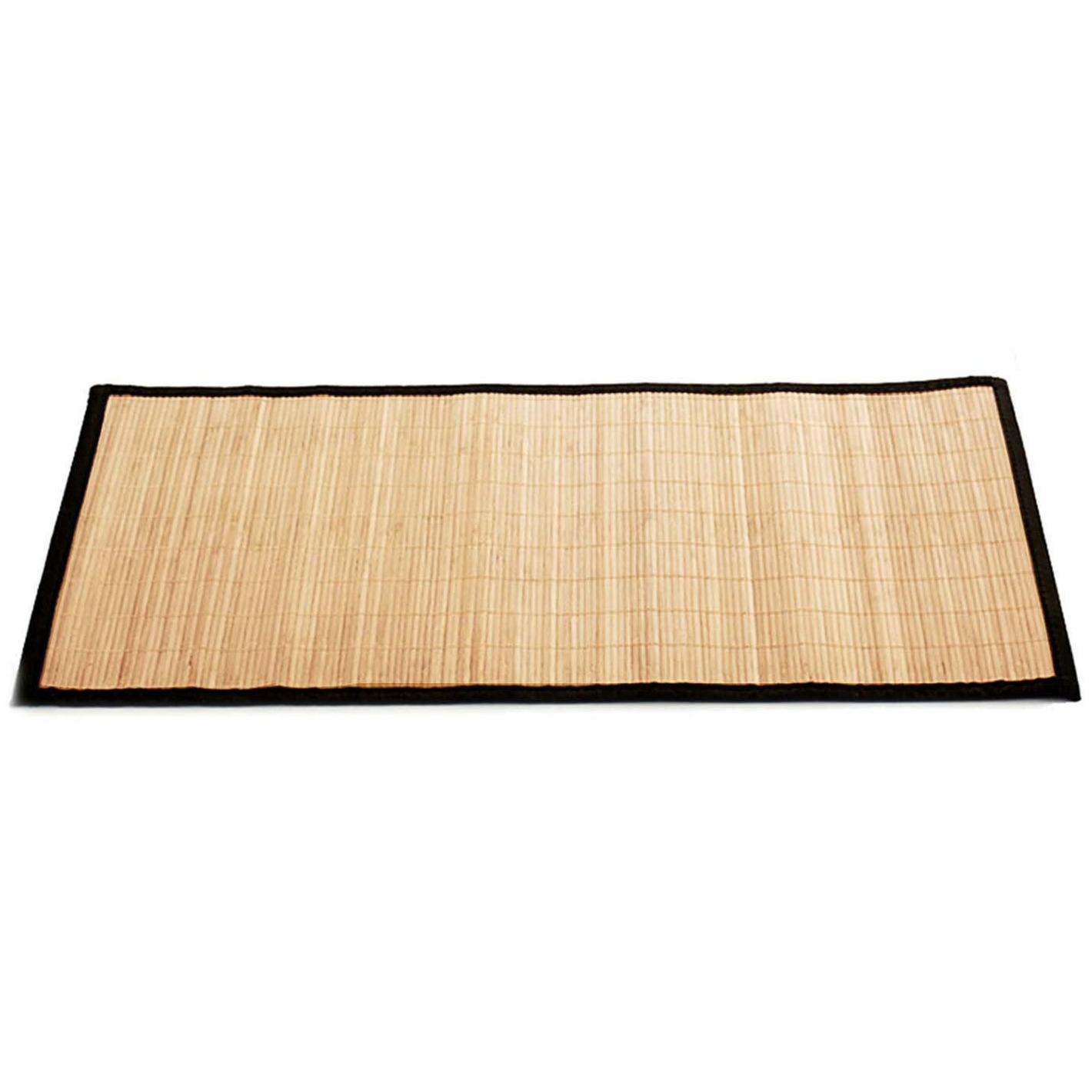 Badkamer vloermat anti-slip lichte bamboe 50 x 80 cm met zwarte rand