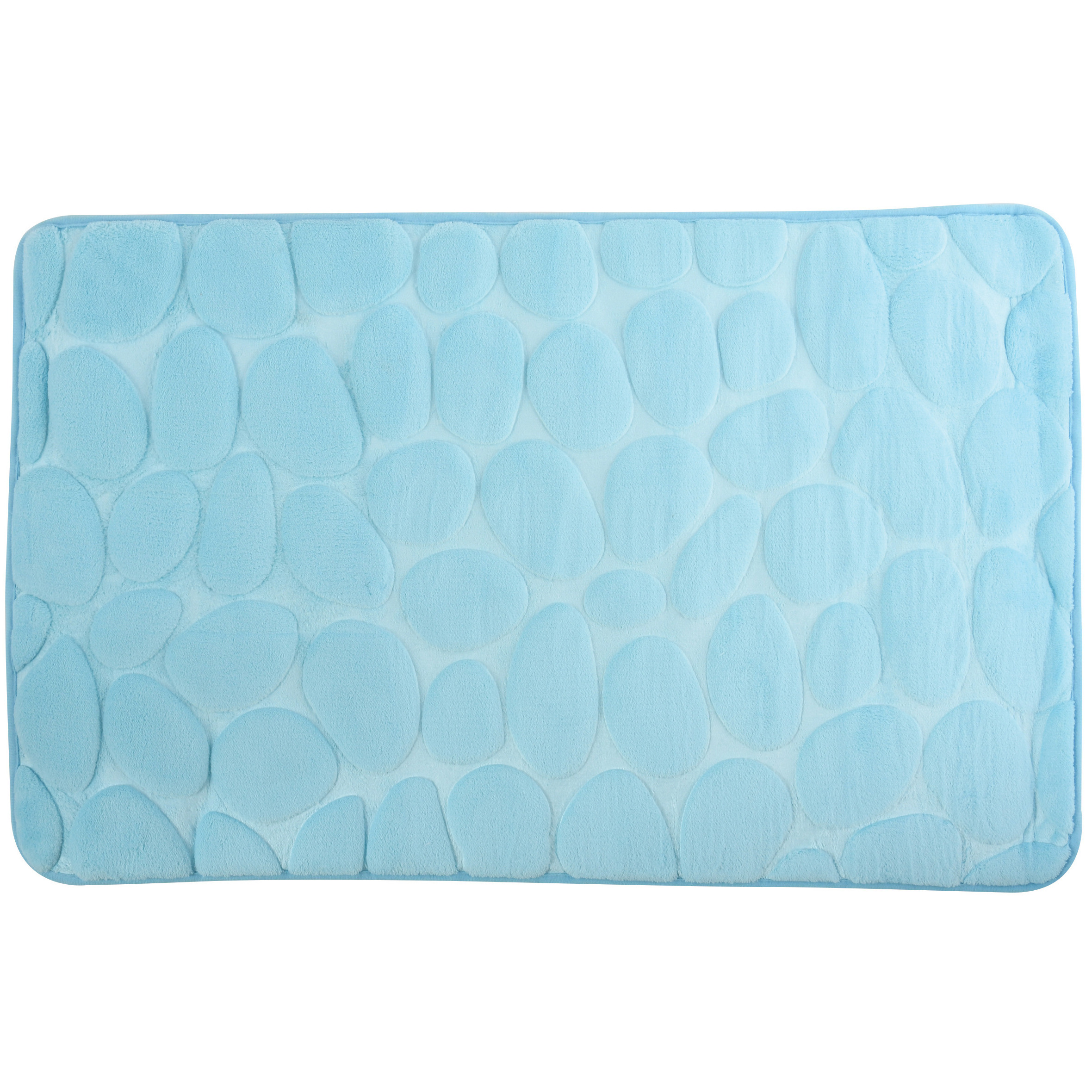 Badkamerkleedje-badmat tapijt kiezel motief vloermat lichtblauw 50 x 80 cm laagpolig