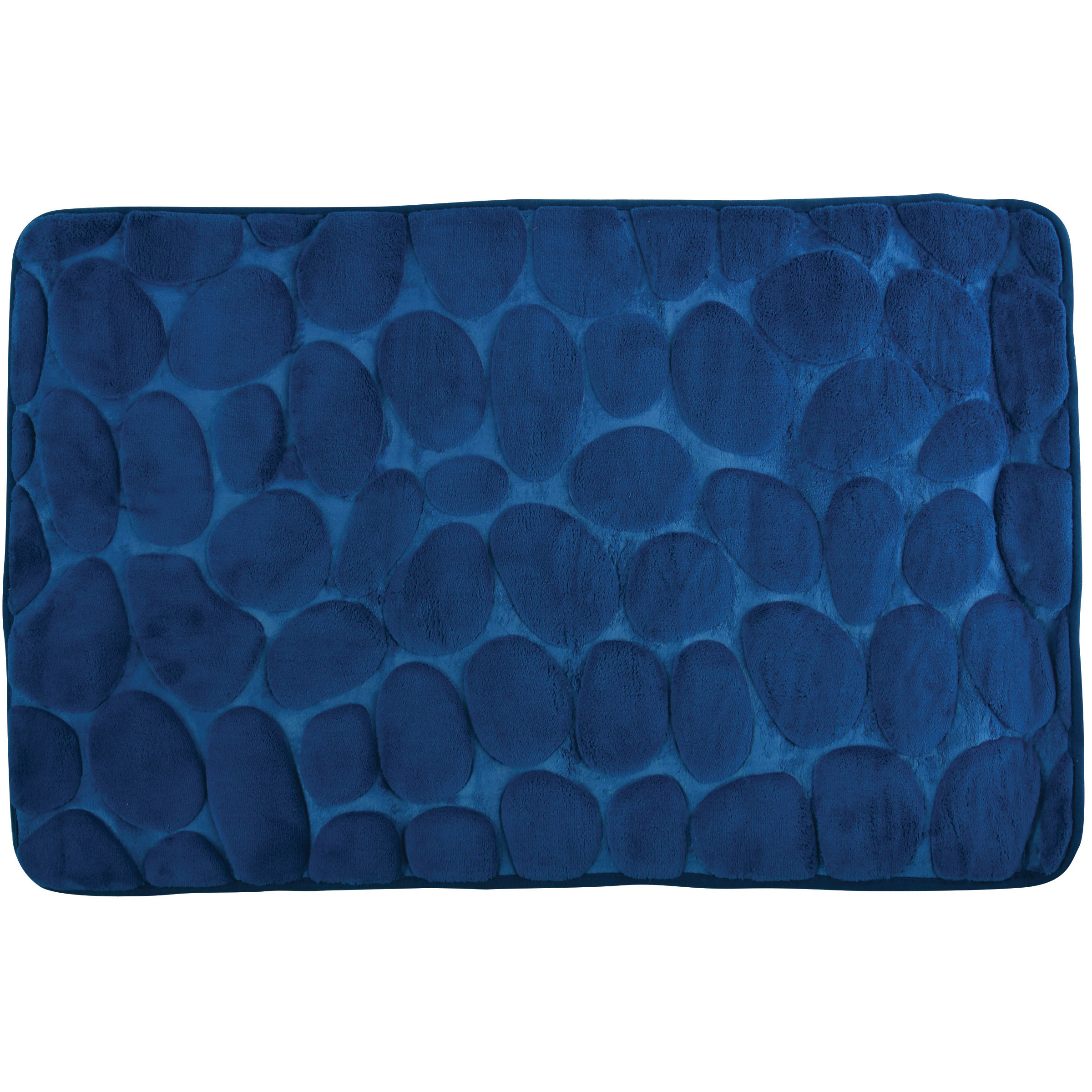 Badkamerkleedje-badmat tapijt kiezel motief vloermat marine blauw 50 x 80 cm laagpolig