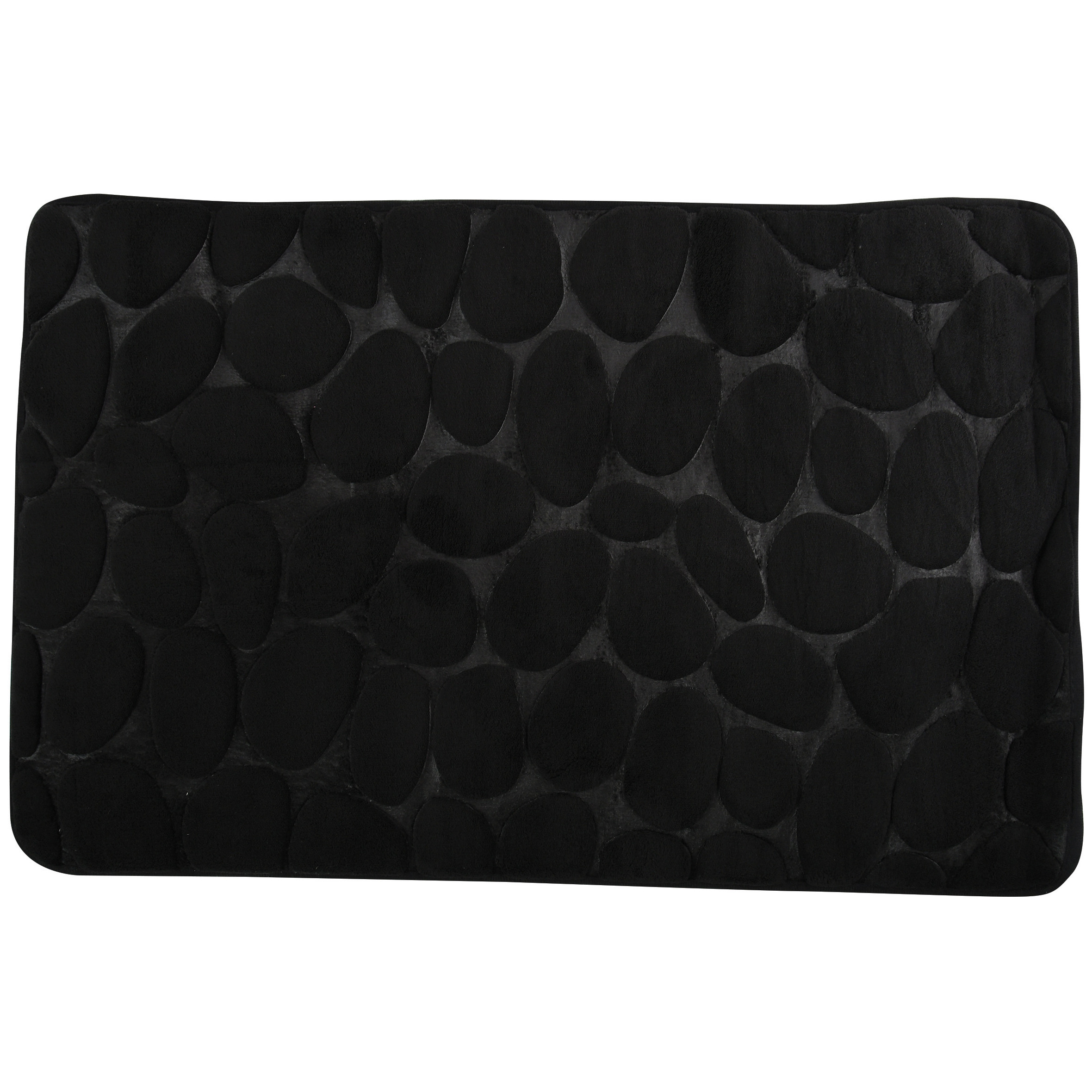 Badkamerkleedje-badmat tapijt kiezel motief vloermat zwart 50 x 80 cm laagpolig