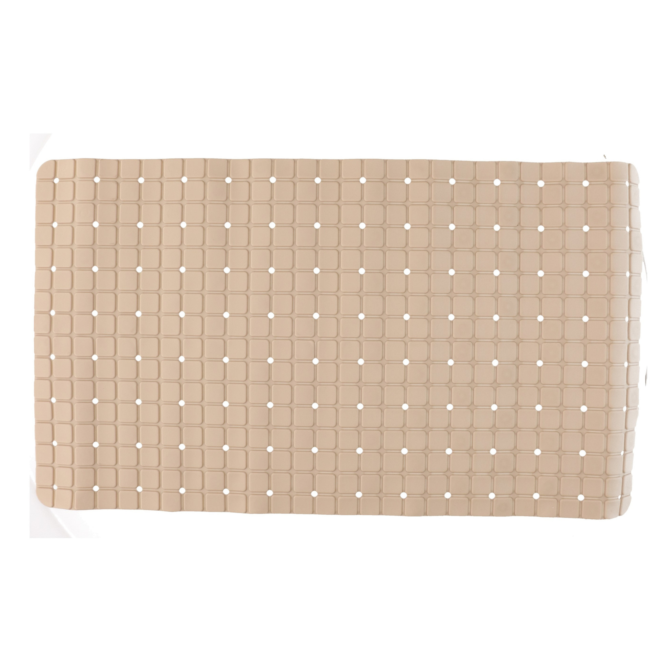 Badmat-douchemat anti-slip beige vierkant patroon 69 x 39 cm