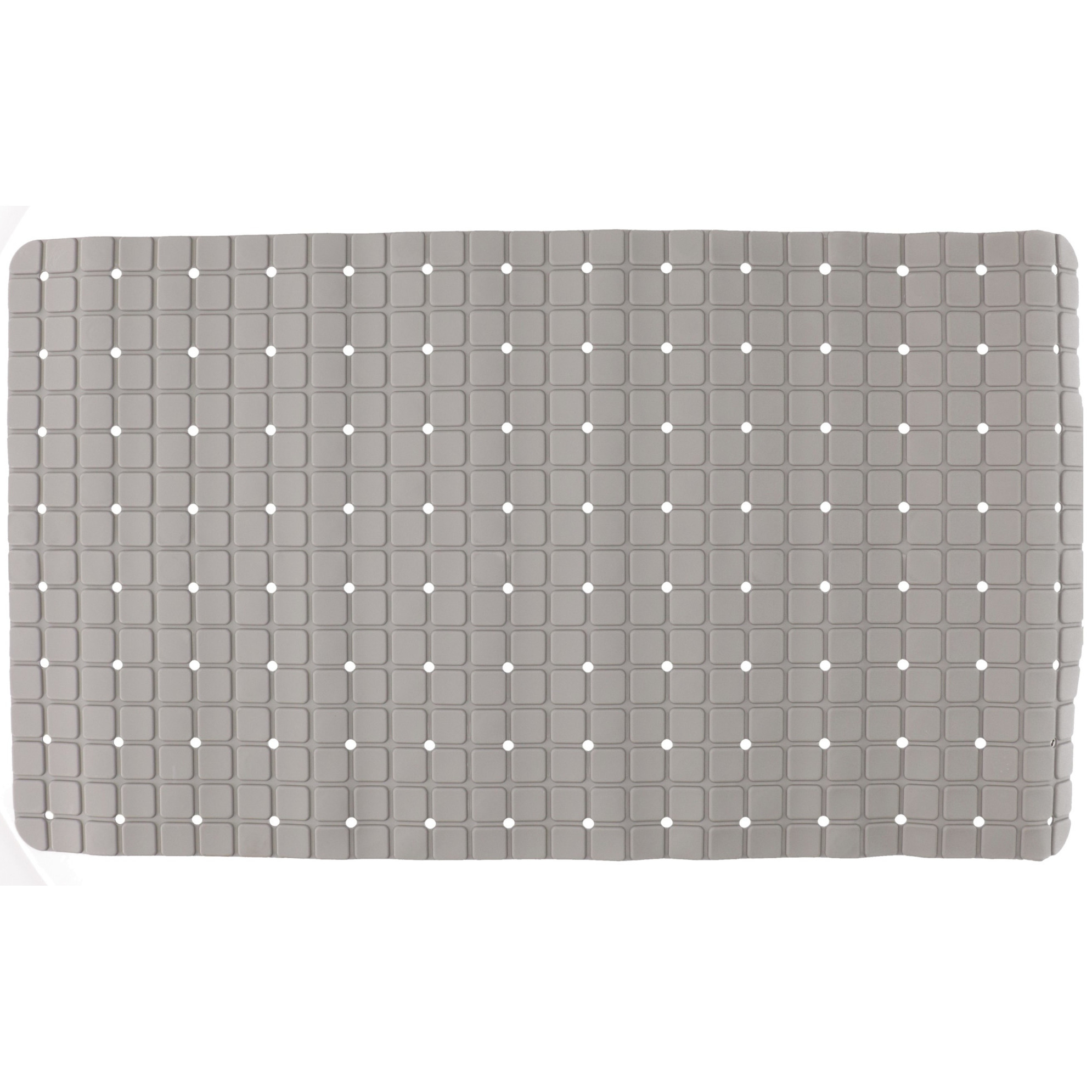 Badmat-douchemat anti-slip grijs vierkant patroon 69 x 39 cm
