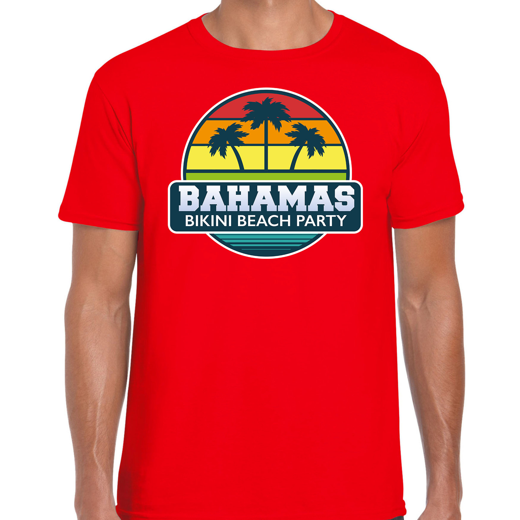 Bahamas zomer t-shirt-shirt Bahamas bikini beach party rood voor heren