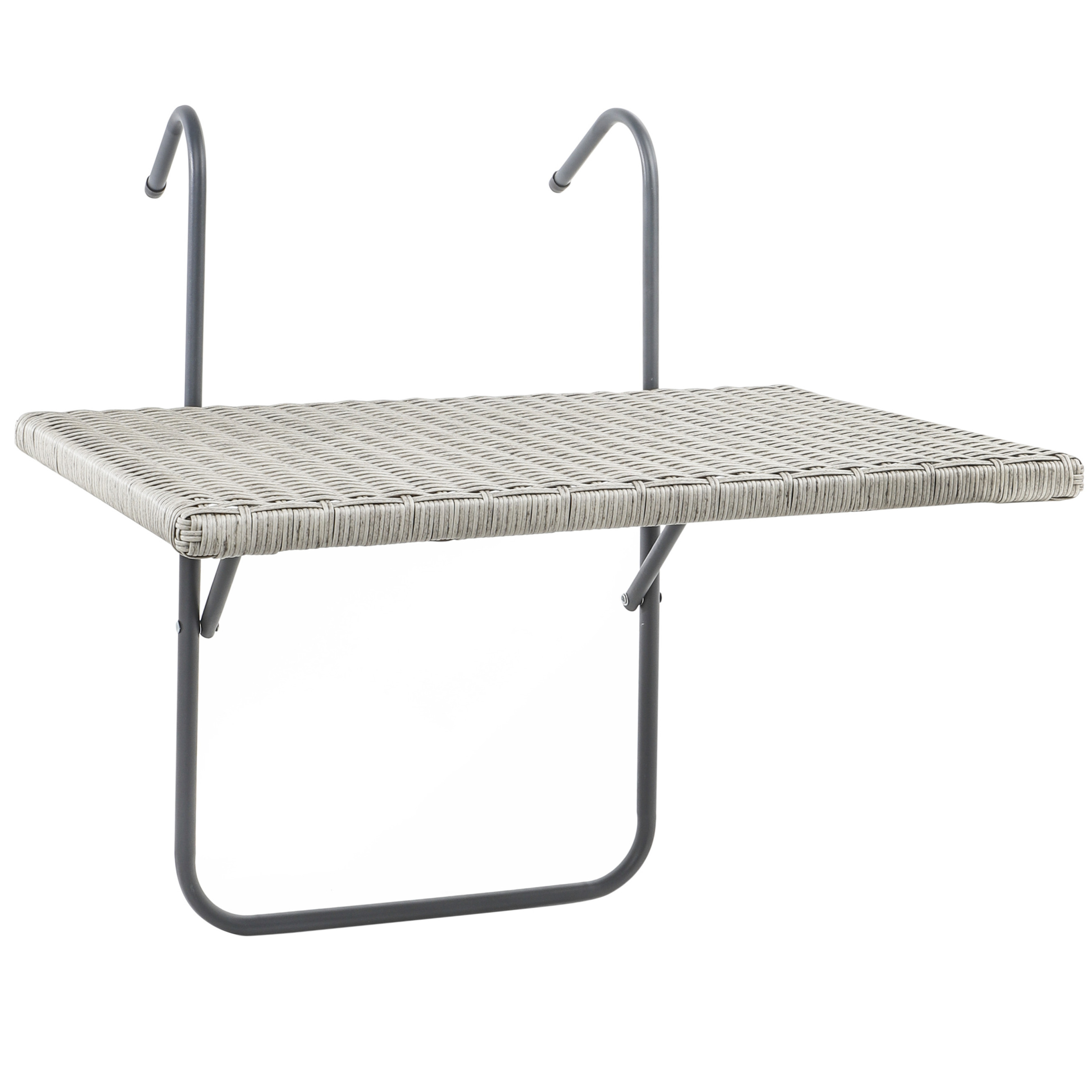 Balkontafel-inklapbaar tafeltje grijs voor aan een balkon railing 60 x 40 cm
