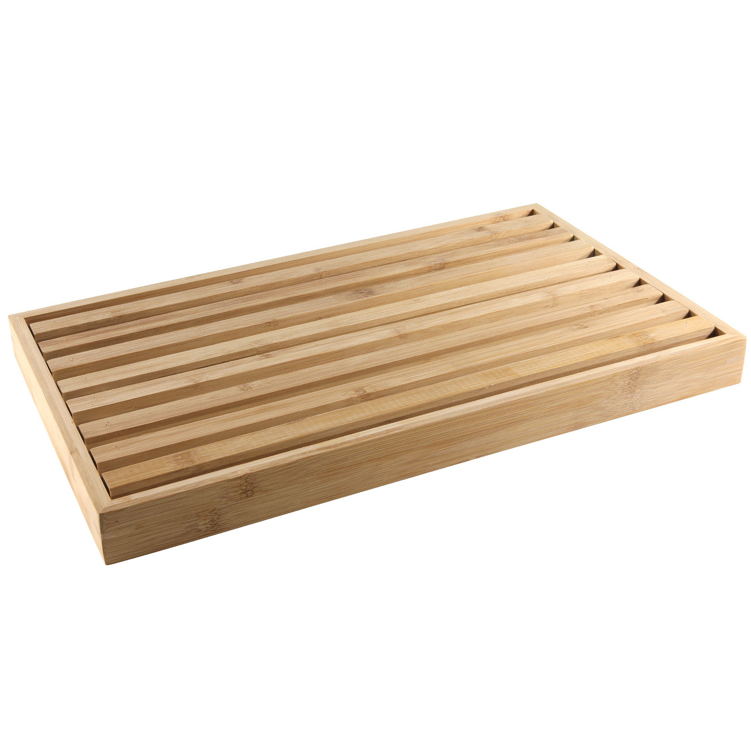 Bamboe houten brood snijplank met kruimel opvangbak bruin 38 cm