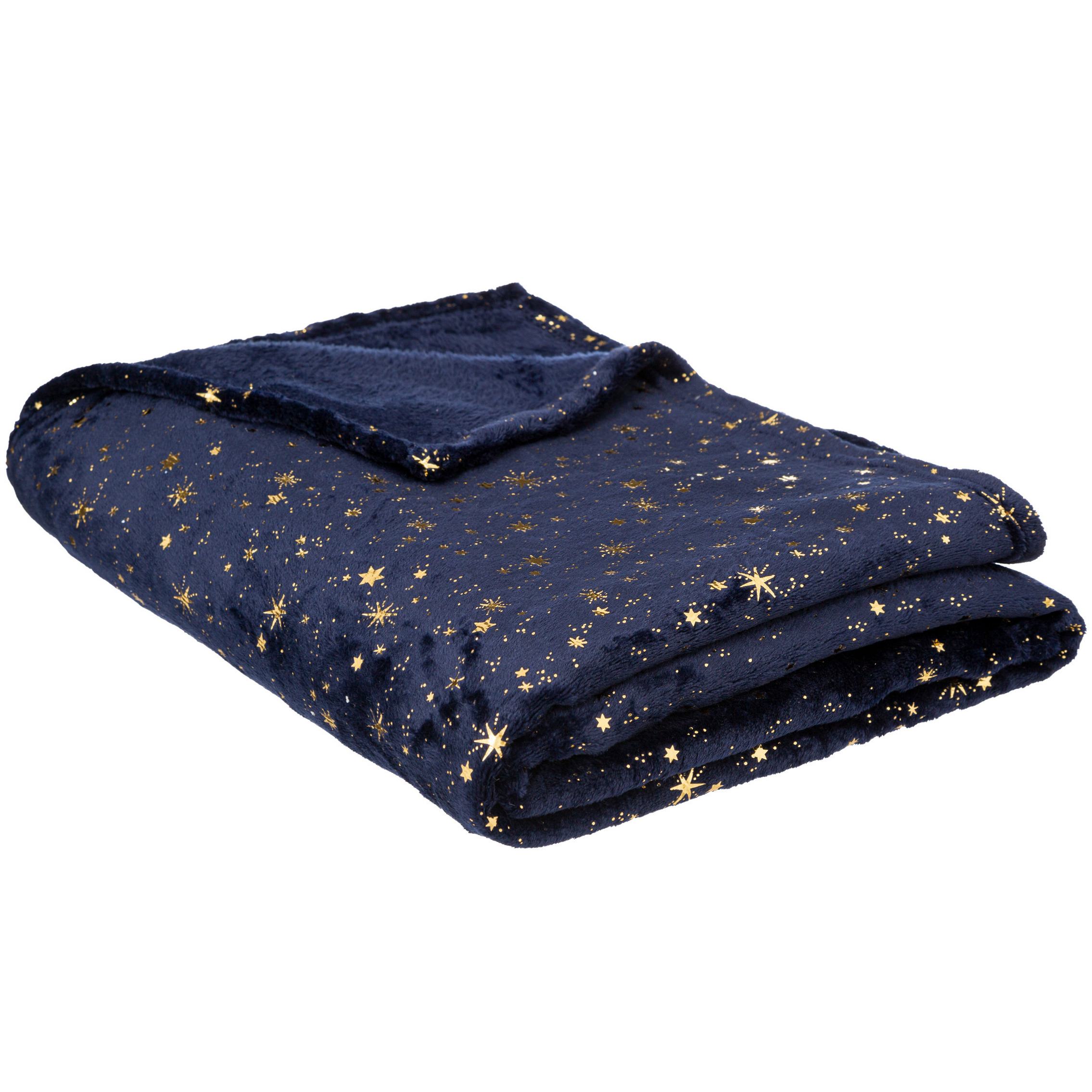 Bank-bed sprei-deken-plaid sterren 130 x 180 cm blauw-goud