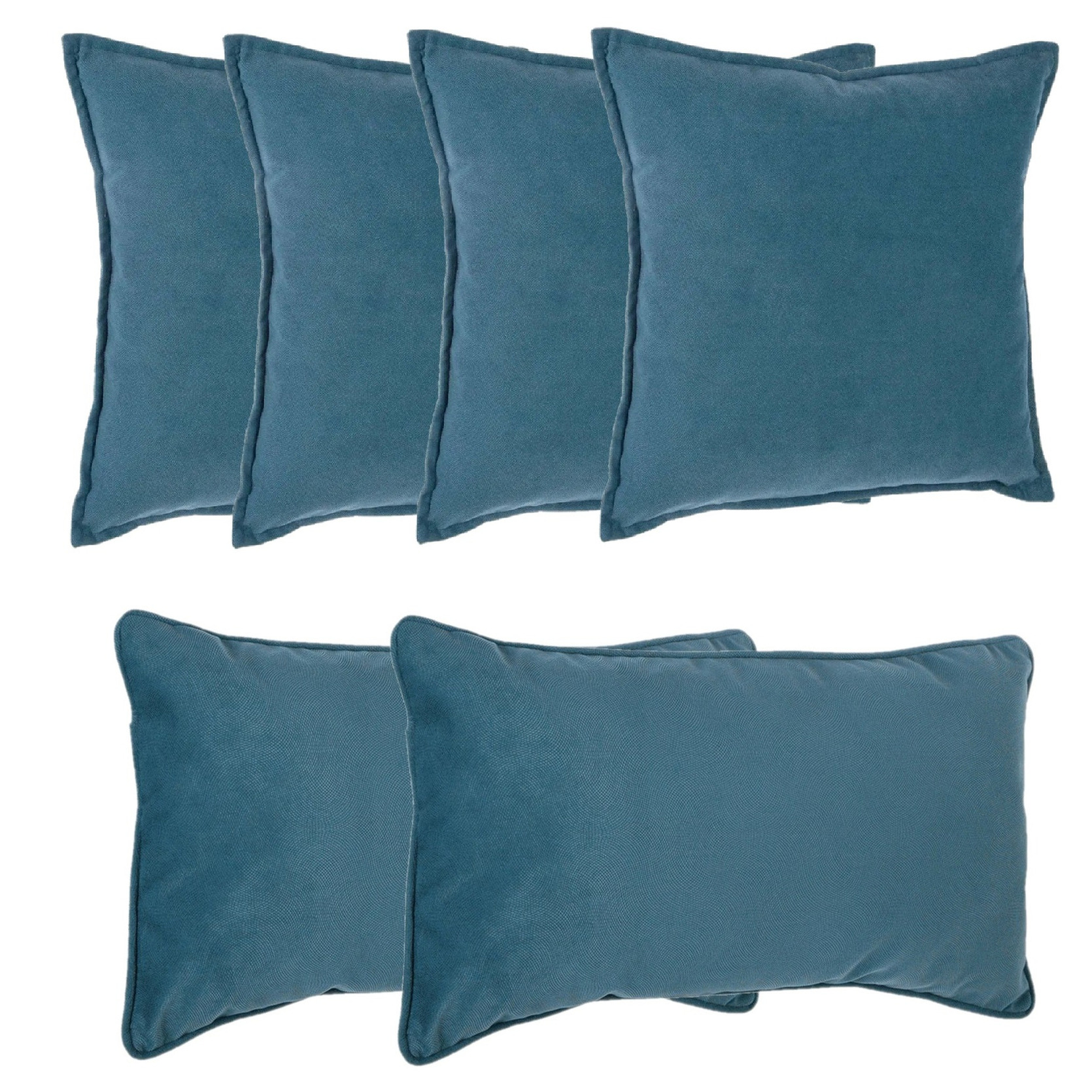 Bank-sierkussens huiskamer Sophia set 6x stuks Blauw polyester met rits In 2 formaten