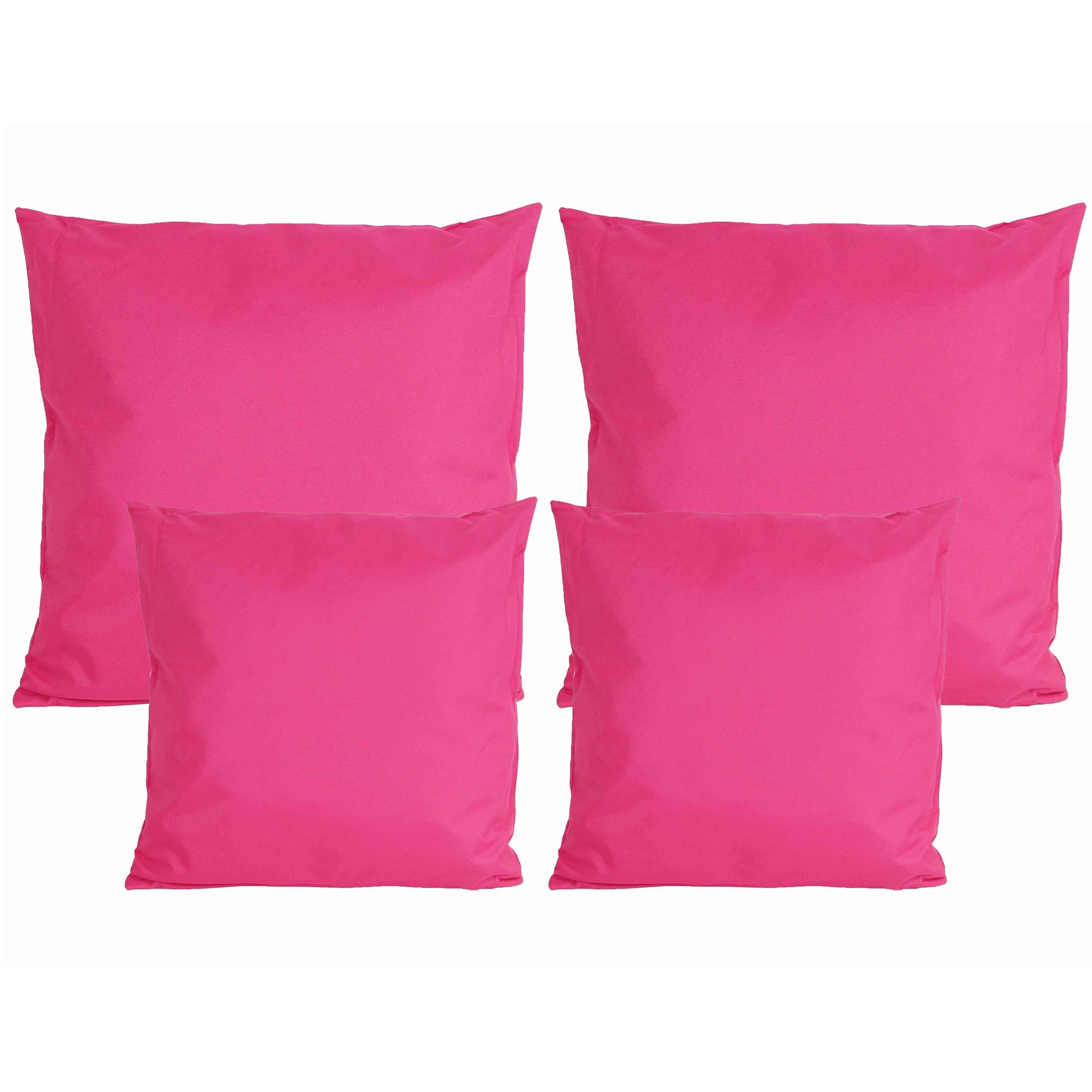 Bank-tuin kussens set binnen-buiten 4x stuks fuchsia roze In 2 formaten