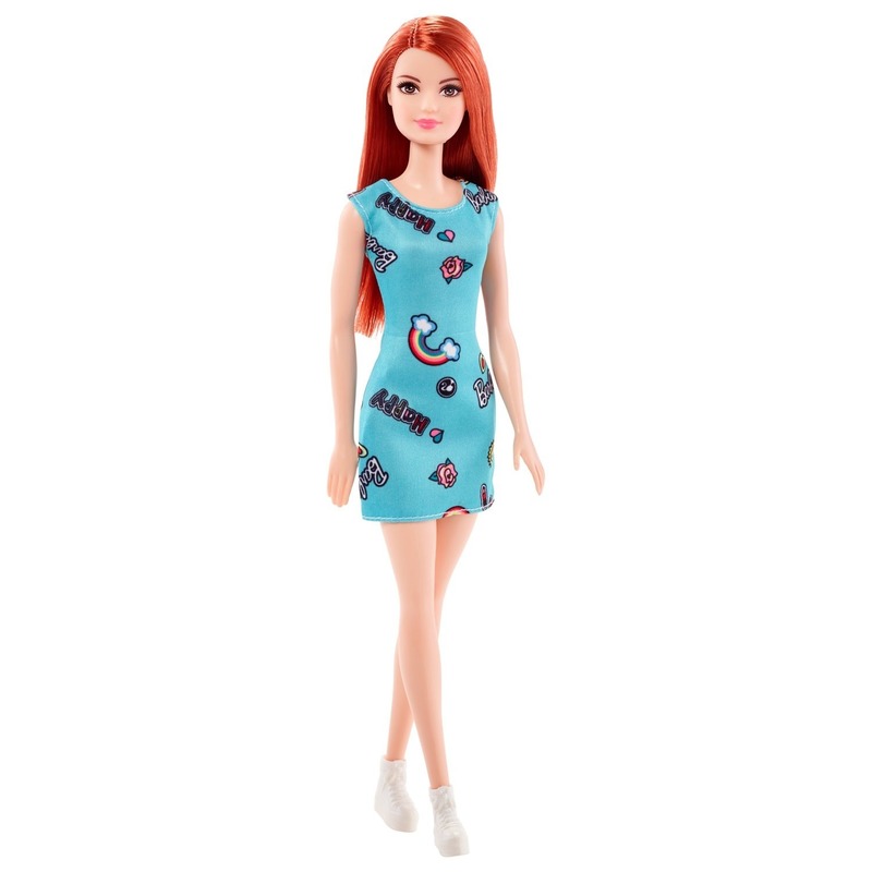 Barbie pop roodharig met mintgroene jurk