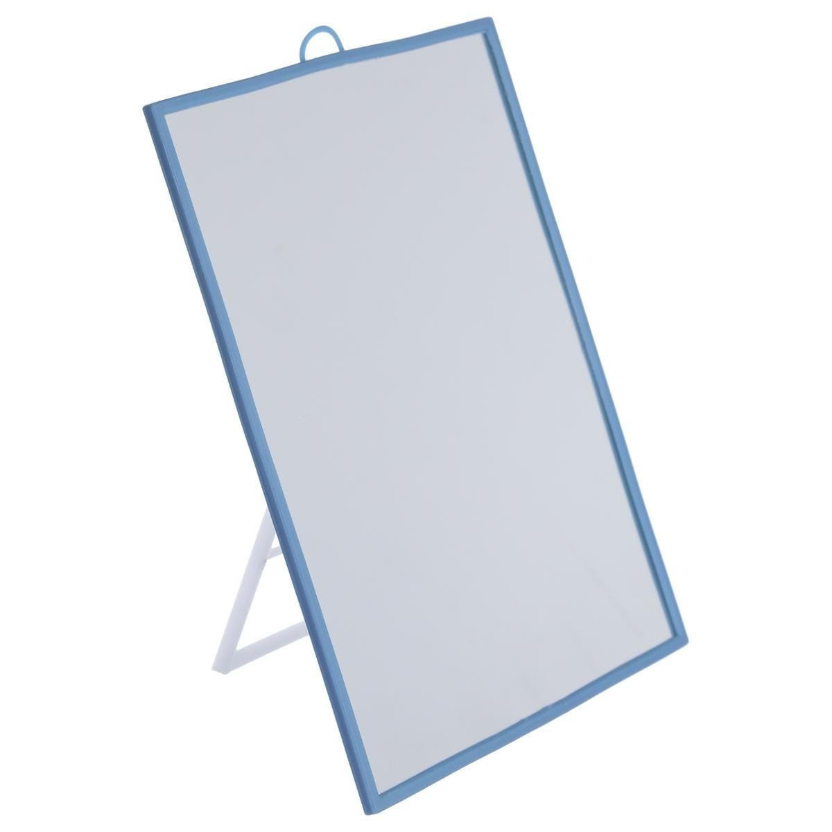 Basic make-up spiegel-scheerspiegel op standaard kunststof 20 x 30 cm blauw