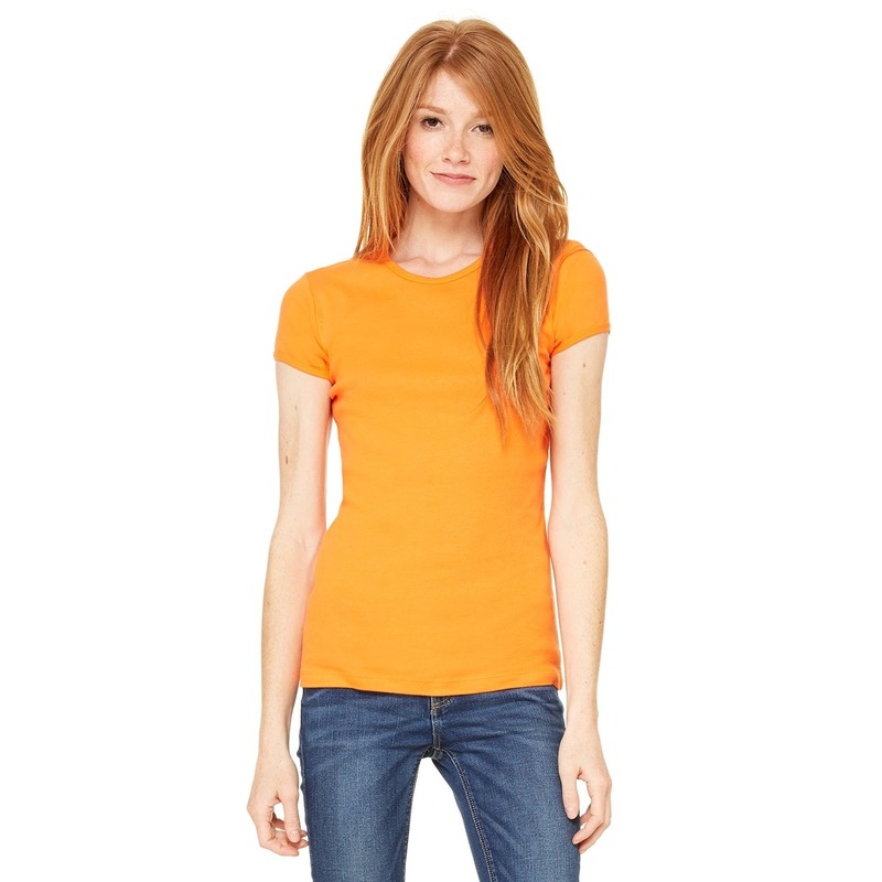 Basic t-shirt oranje met ronde hals voor dames M -