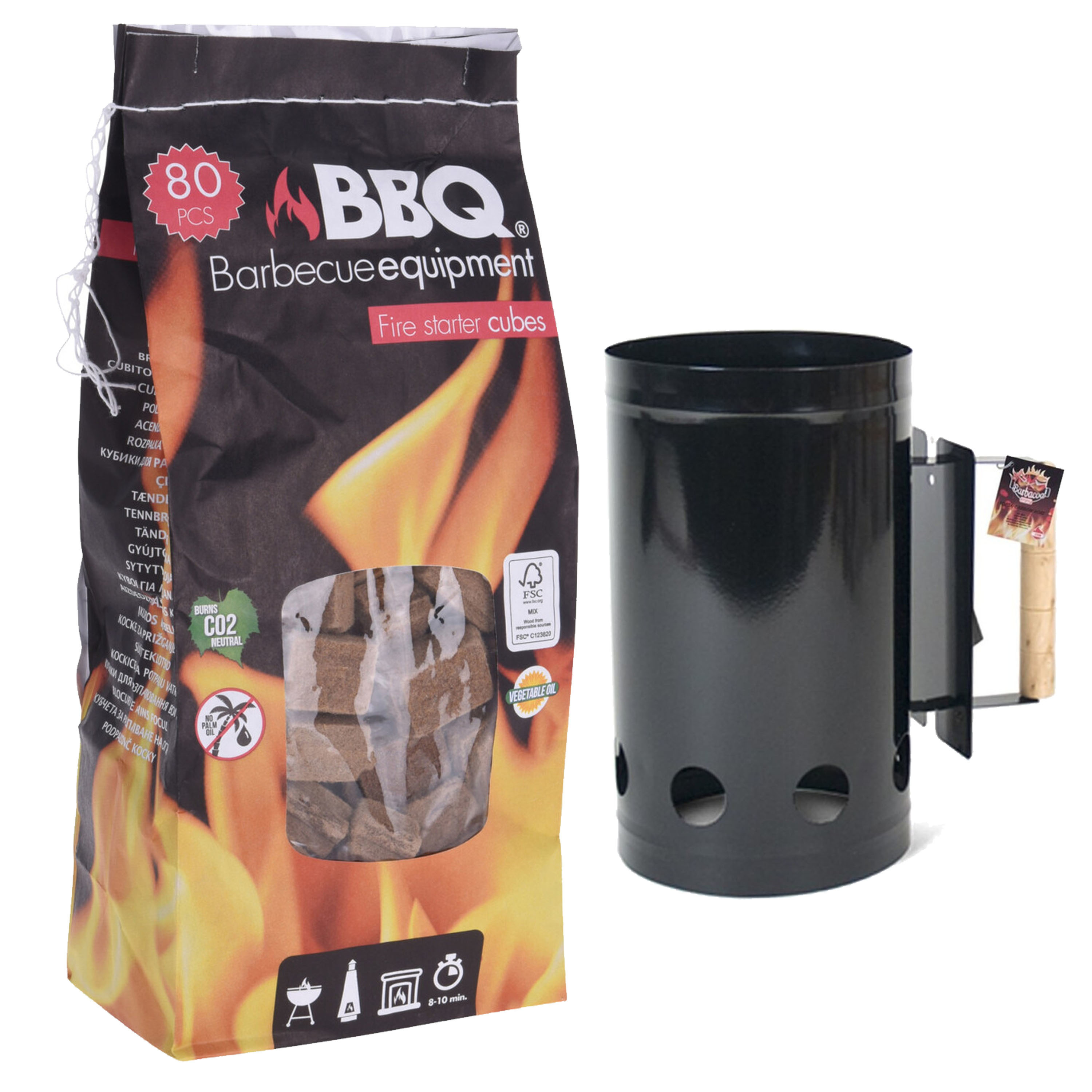 BBQ-Barbecue briketten starter zwart inclusief 80x aanmaakblokjes