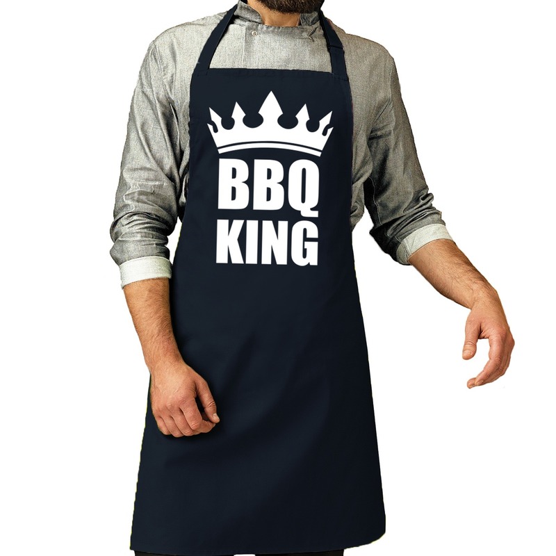 BBQ King barbeque schort - keukenschort navy voor heren -