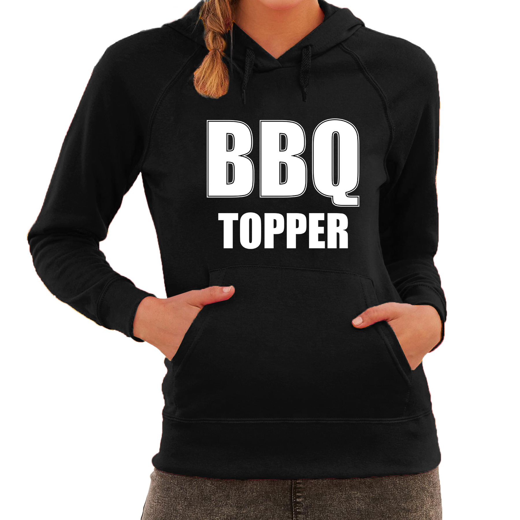 BBQ topper barbecue cadeau hoodie zwart voor dames