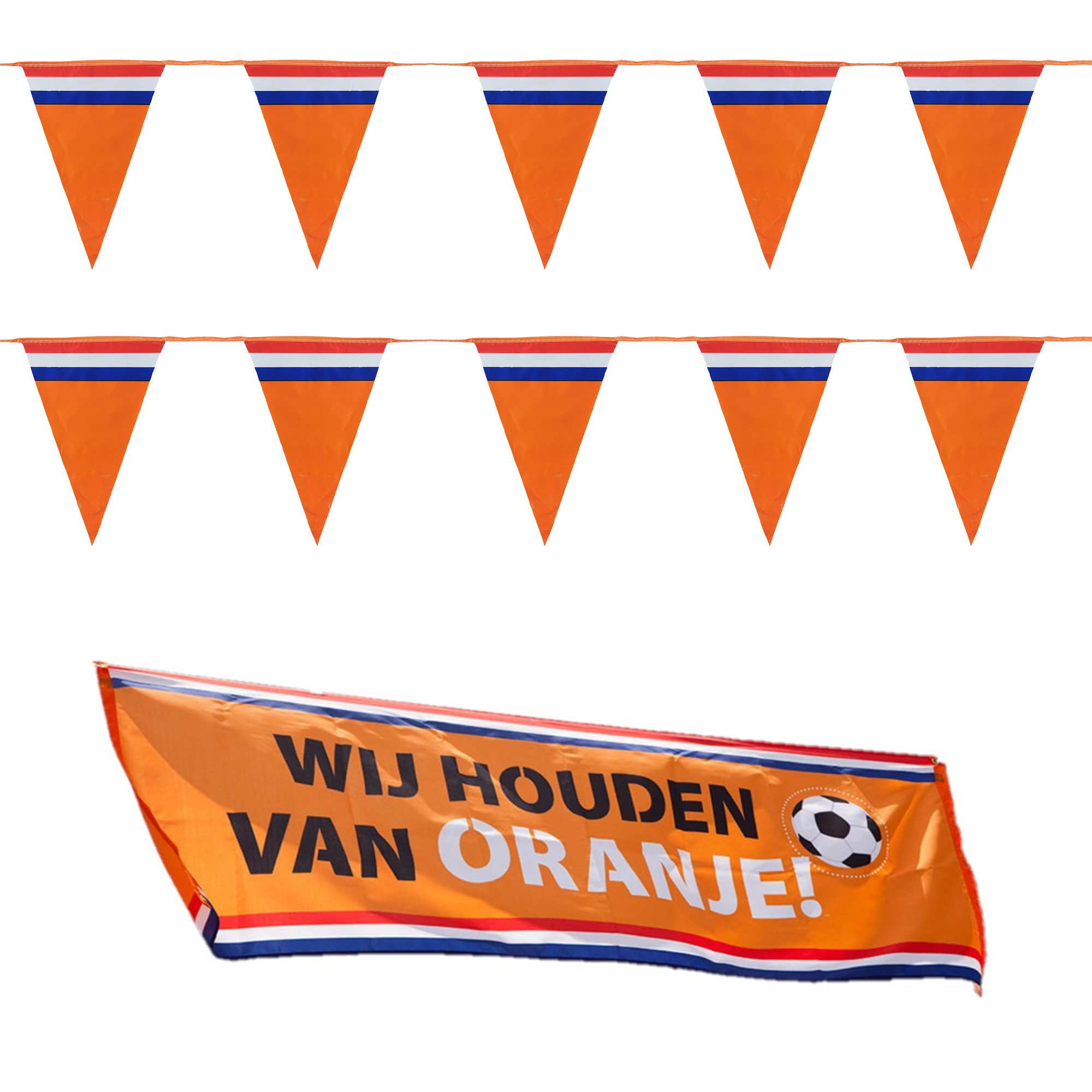 Bellatio decorations Oranje Holland vlaggenlijnen set met grote banier vlag
