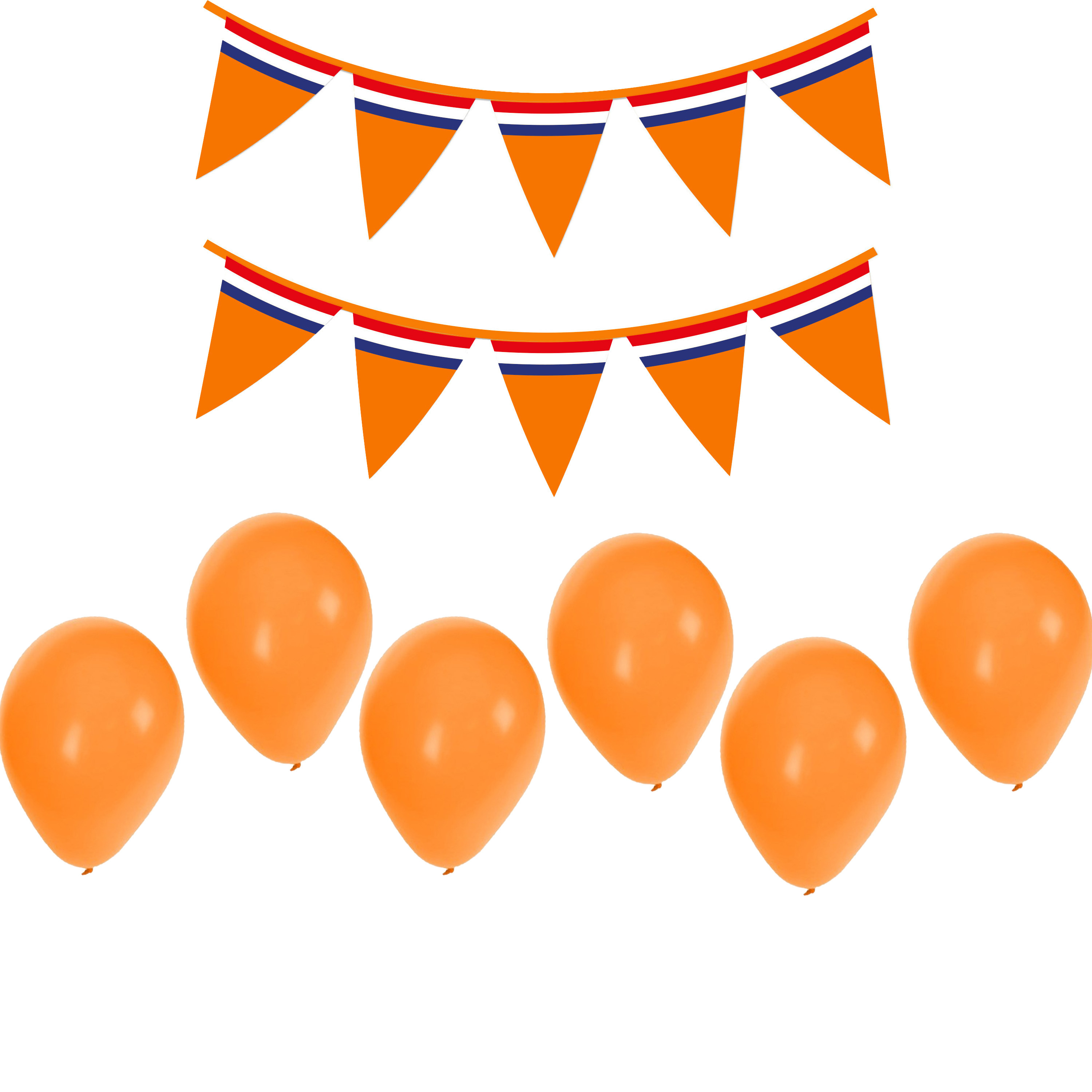 Bellatio decorations Oranje versiering set vlaggenlijnen en ballonnen