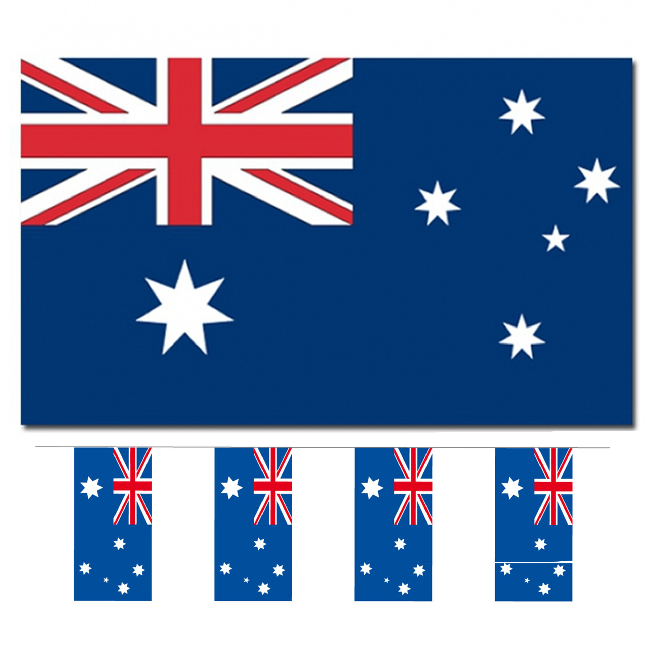 Bellatio Decorations Vlaggen versiering set Australie Vlag 90 x 150 cm en vlaggenlijn 4 meter
