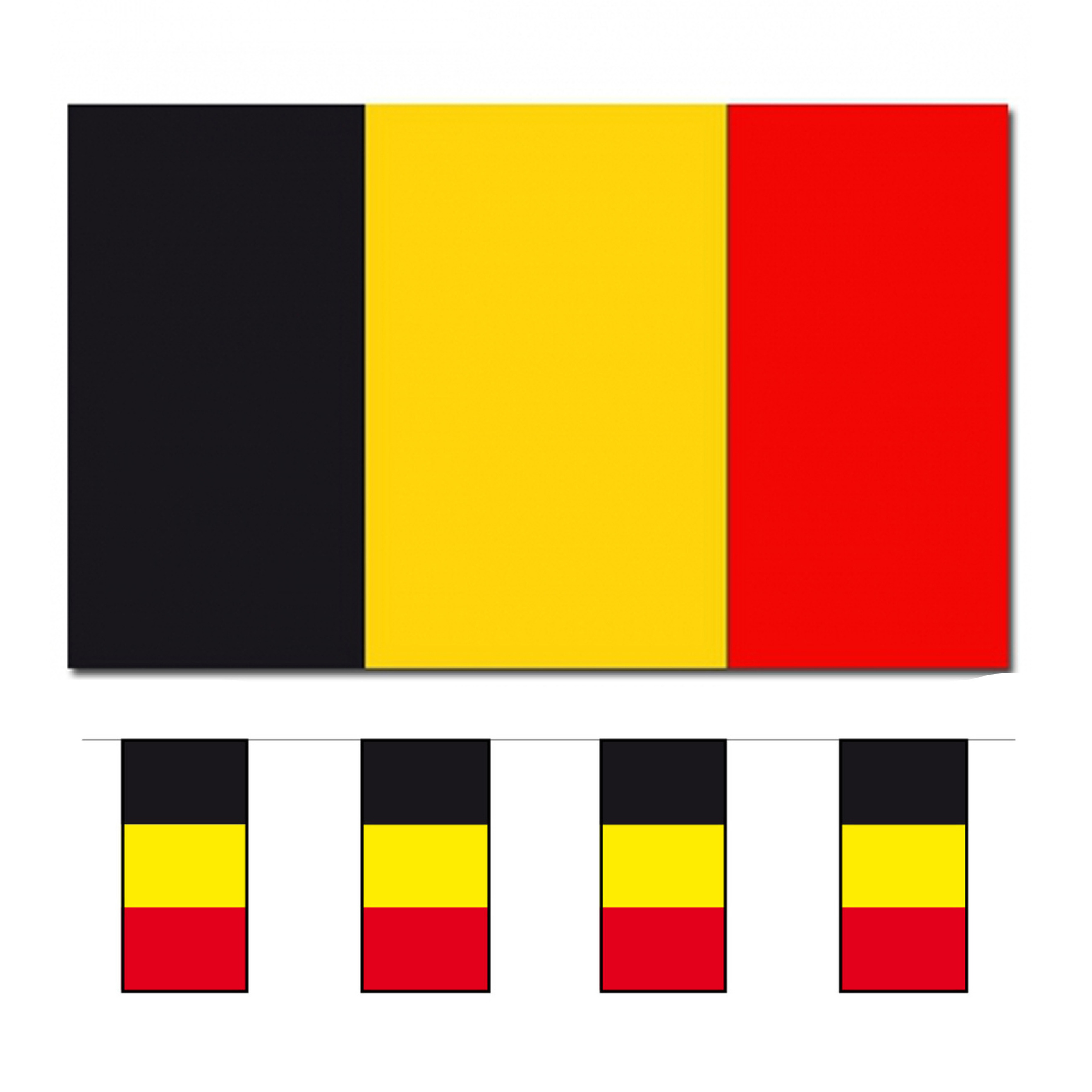 Bellatio Decorations Vlaggen versiering set Belgie Vlag 90 x 150 cm en vlaggenlijn 4 mete