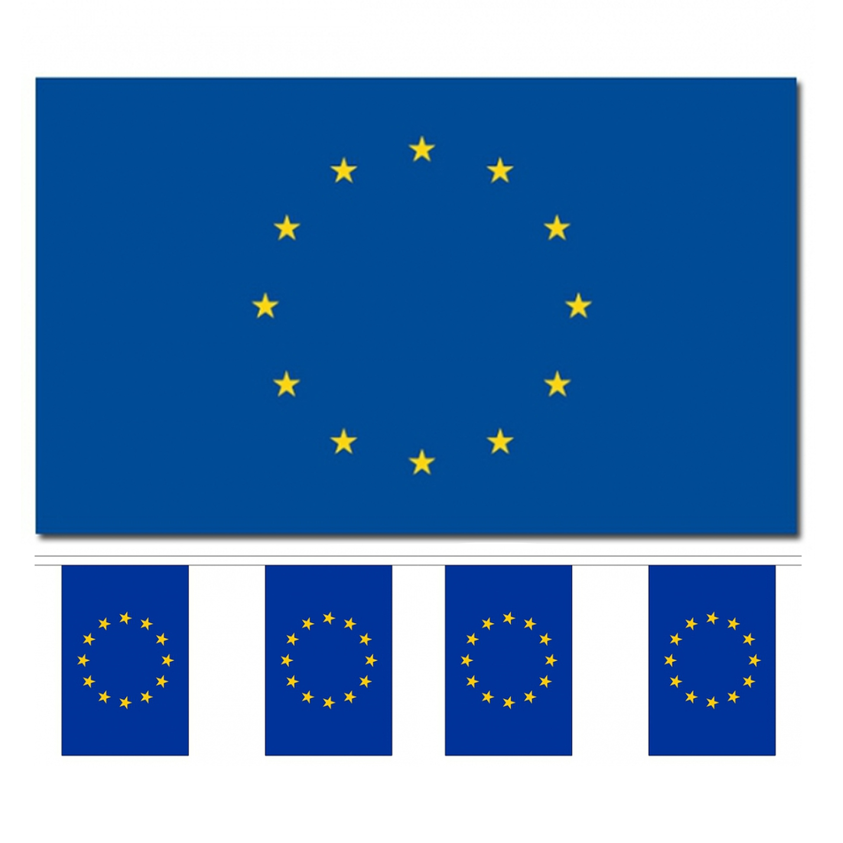 Bellatio Decorations Vlaggen versiering set Europa Vlag 90 x 150 cm en vlaggenlijn 3 meter