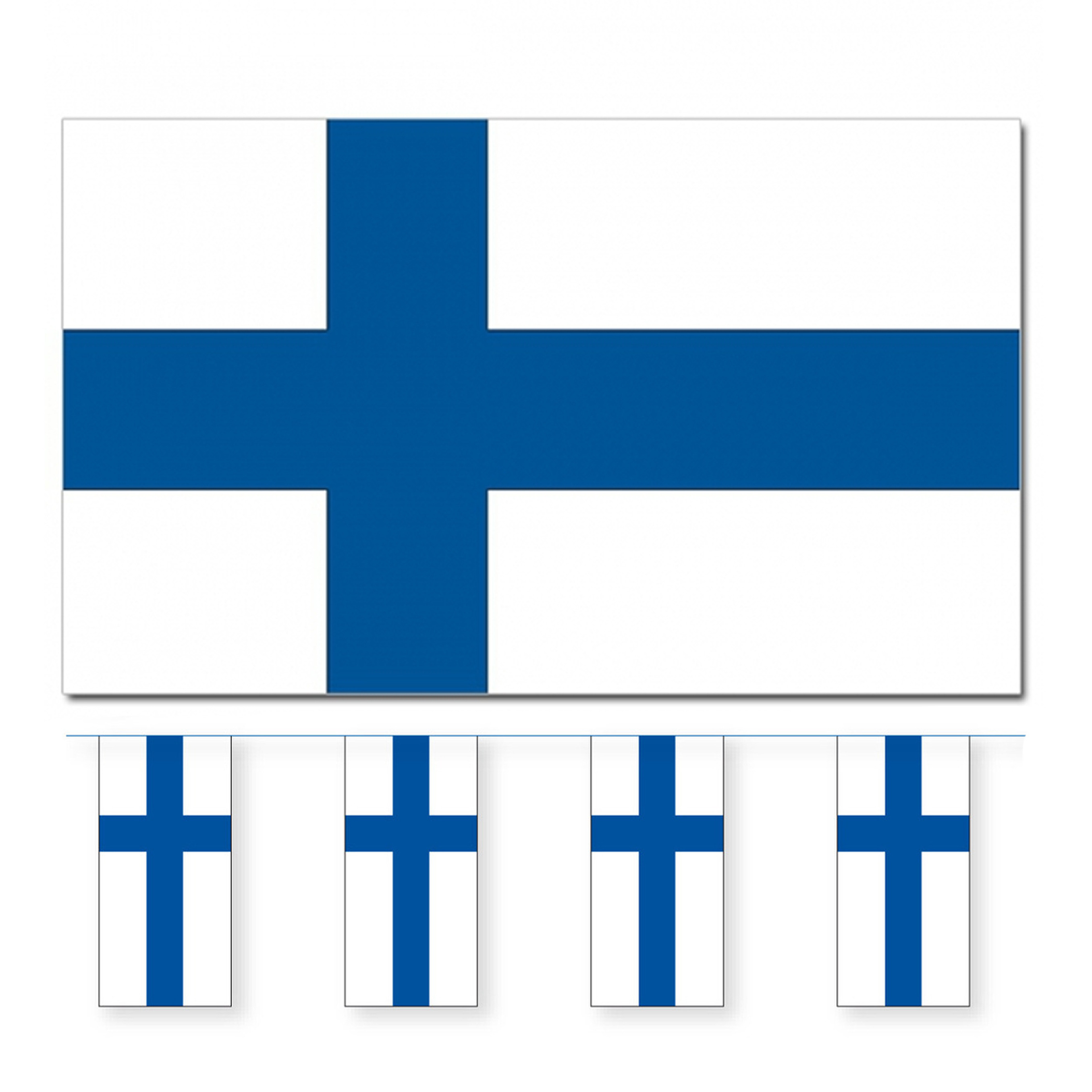 Bellatio Decorations Vlaggen versiering set Finland Vlag 90 x 150 cm en vlaggenlijn 4 meter