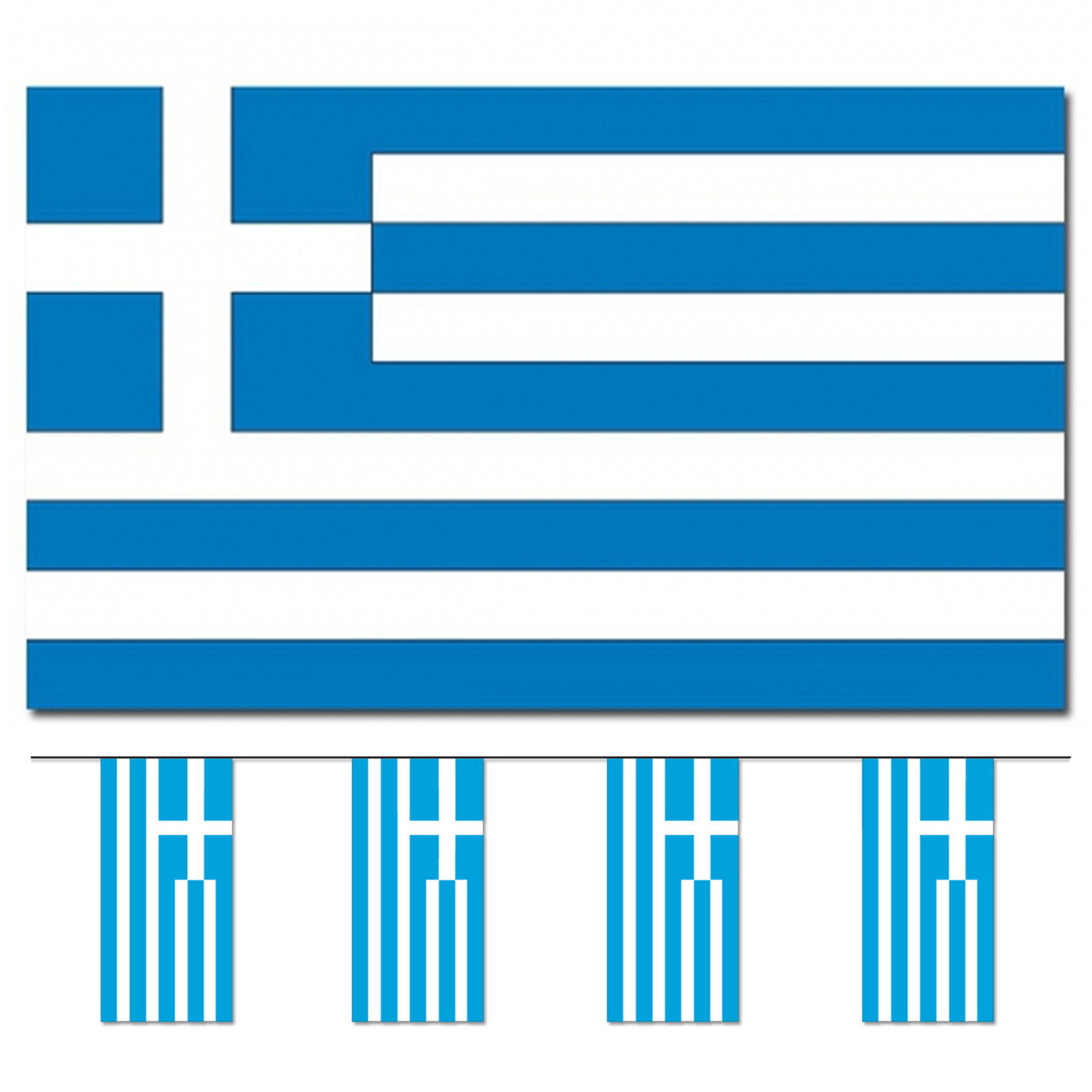 Bellatio Decorations Vlaggen versiering set Griekenland Vlag 90 x 150 cm en vlaggenlijn 4 m
