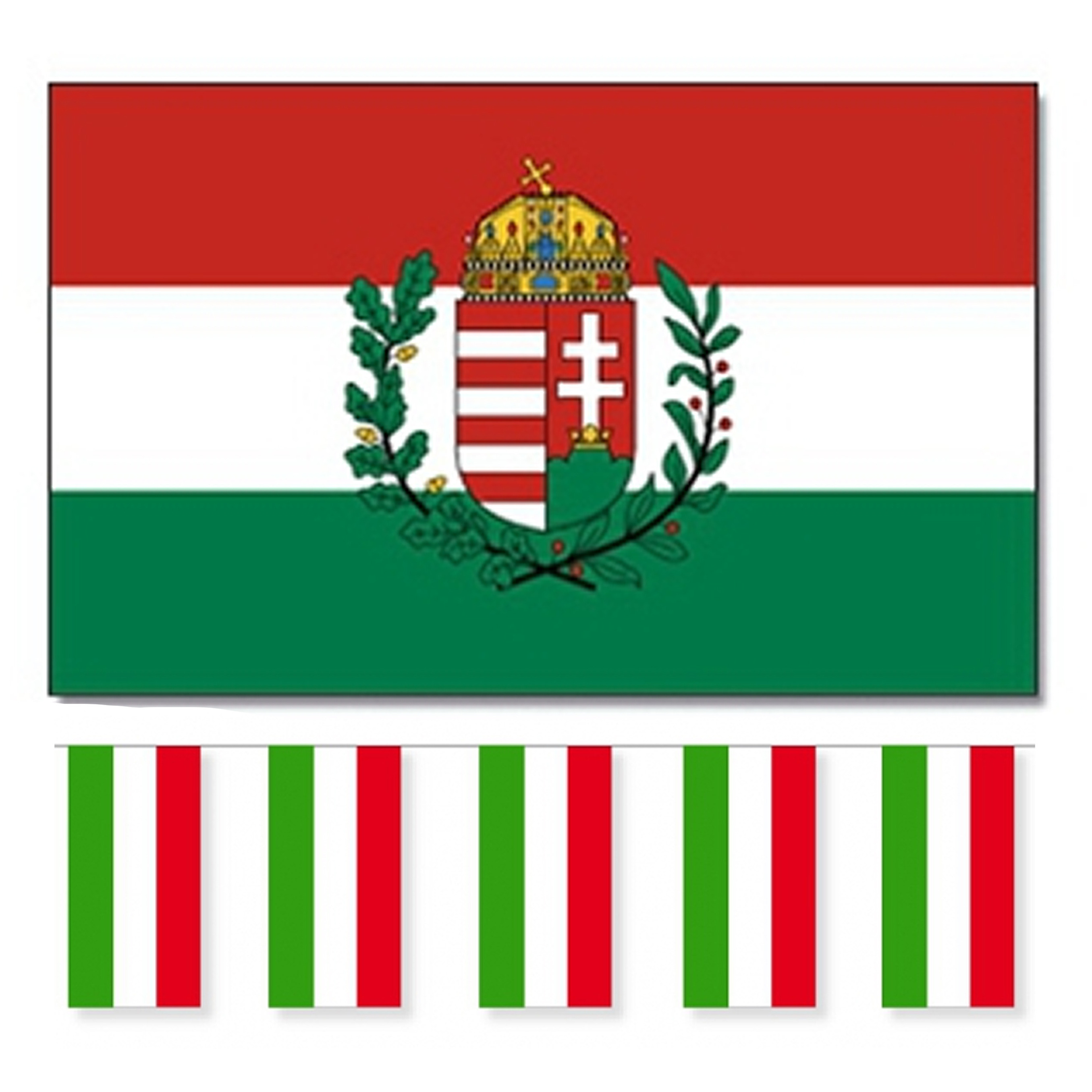 Bellatio Decorations Vlaggen versiering set Hongarije Vlag 90 x 150 cm en vlaggenlijn 4 meter