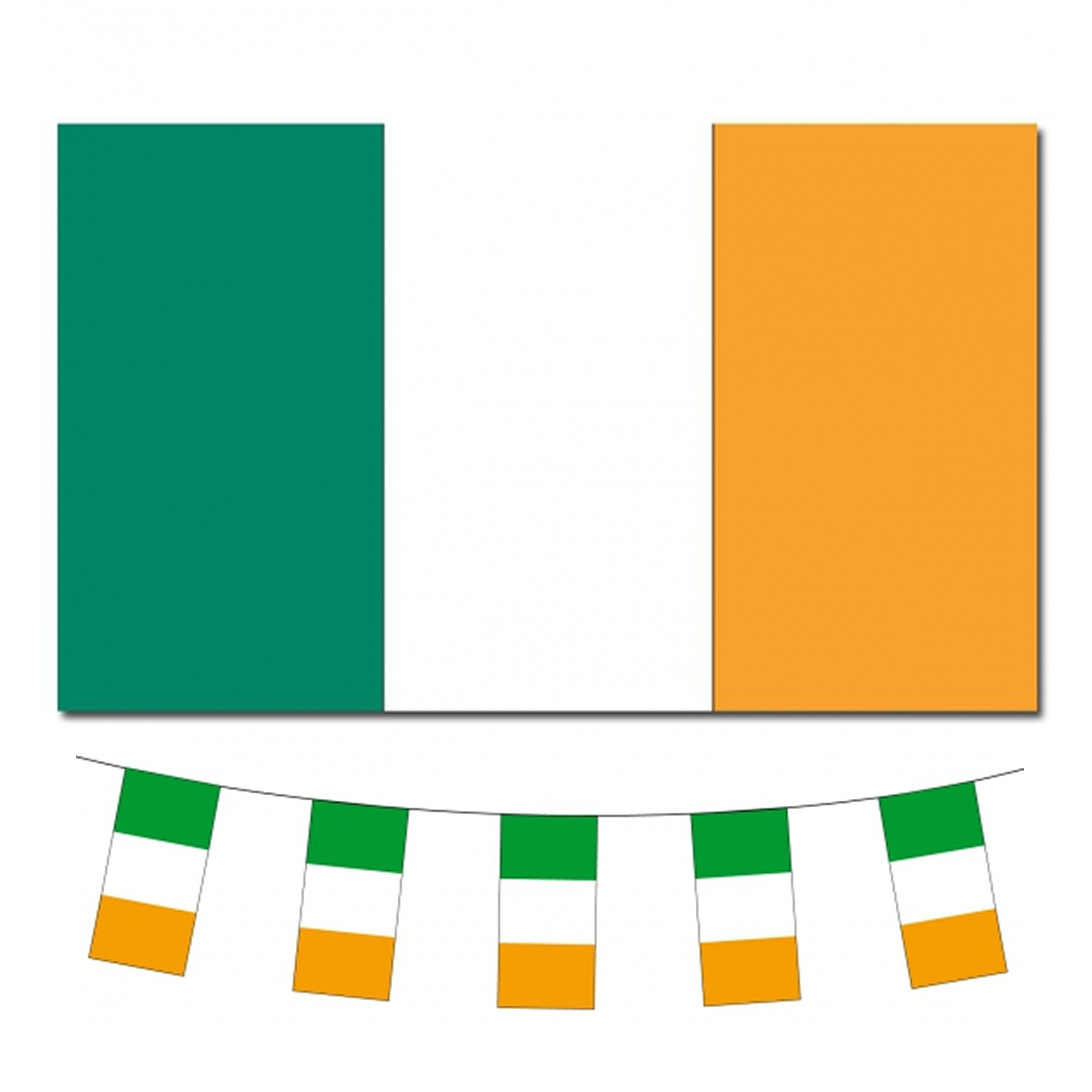 Bellatio Decorations Vlaggen versiering set Ierland Vlag 90 x 150 cm en vlaggenlijn 4 meter