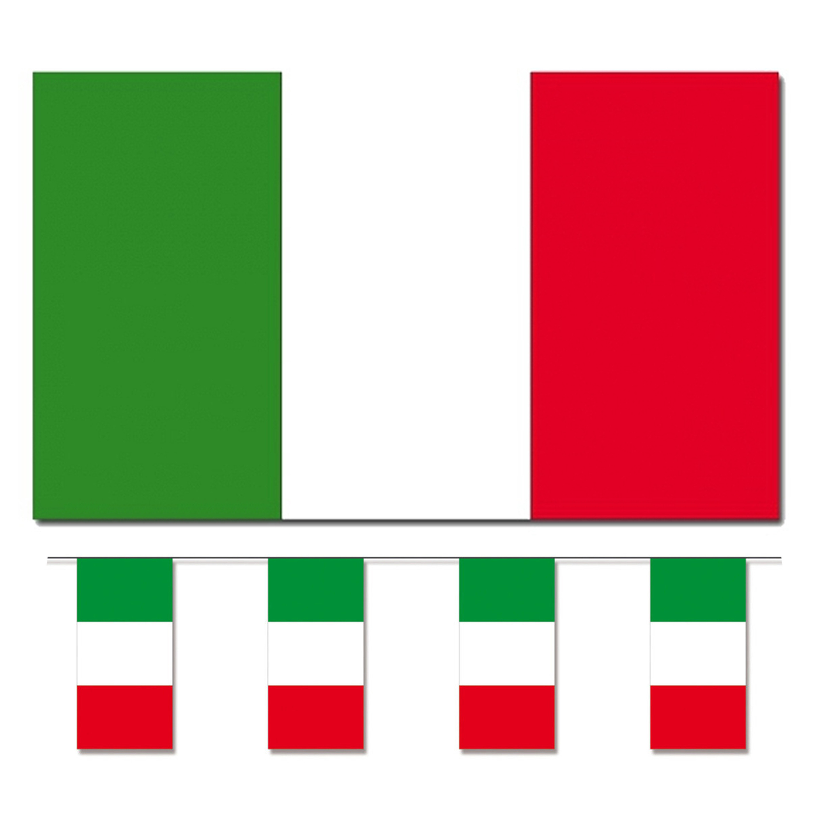 Bellatio Decorations Vlaggen versiering set Italie Vlag 90 x 150 cm en vlaggenlijn 4 meter