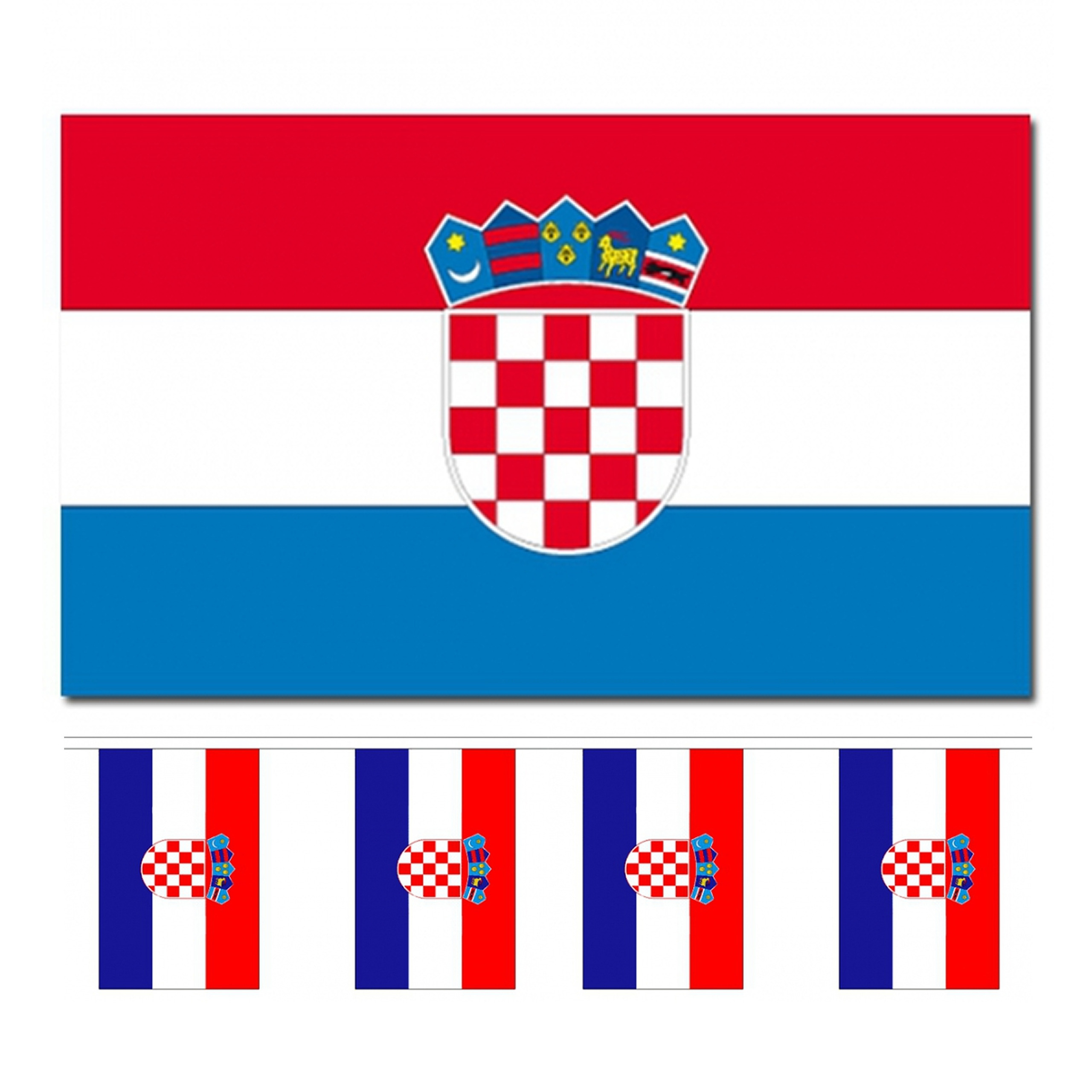 Bellatio Decorations Vlaggen versiering set Kroatie Vlag 90 x 150 cm en vlaggenlijn 3 meter