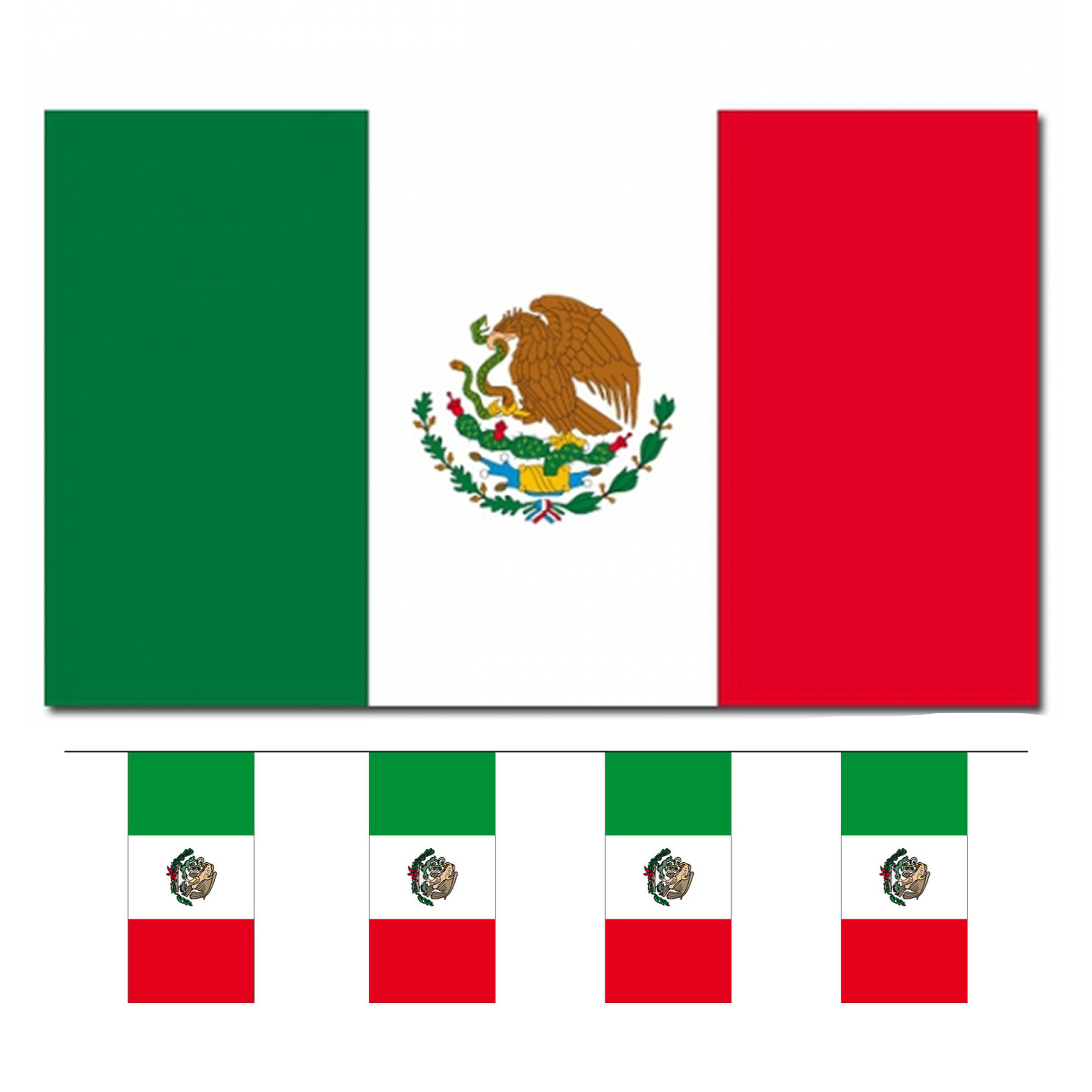 Bellatio Decorations Vlaggen versiering set Mexico Vlag 90 x 150 cm en vlaggenlijn 4 meter
