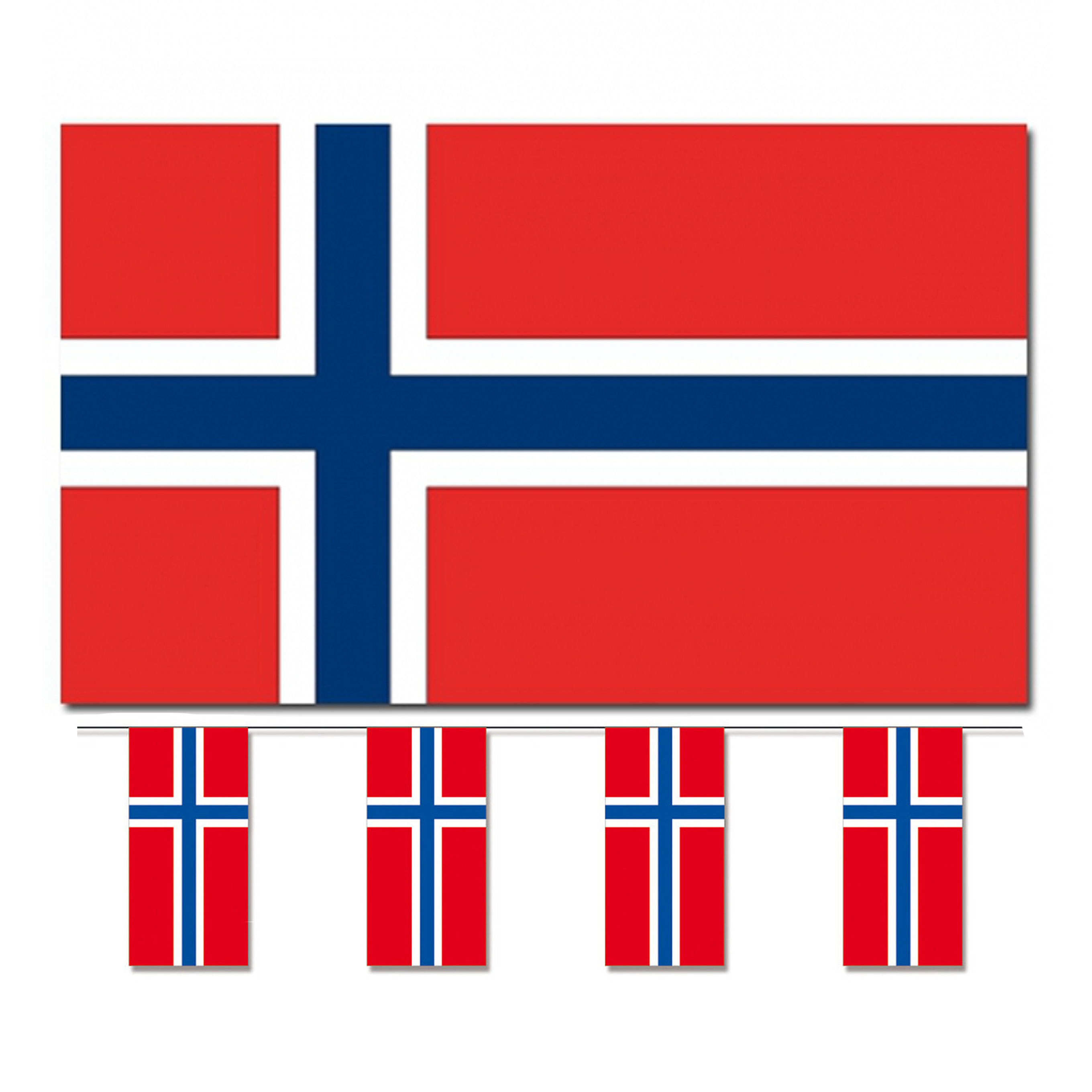 Bellatio Decorations Vlaggen versiering set Noorwegen Vlag 90 x 150 cm en vlaggenlijn 4 meter