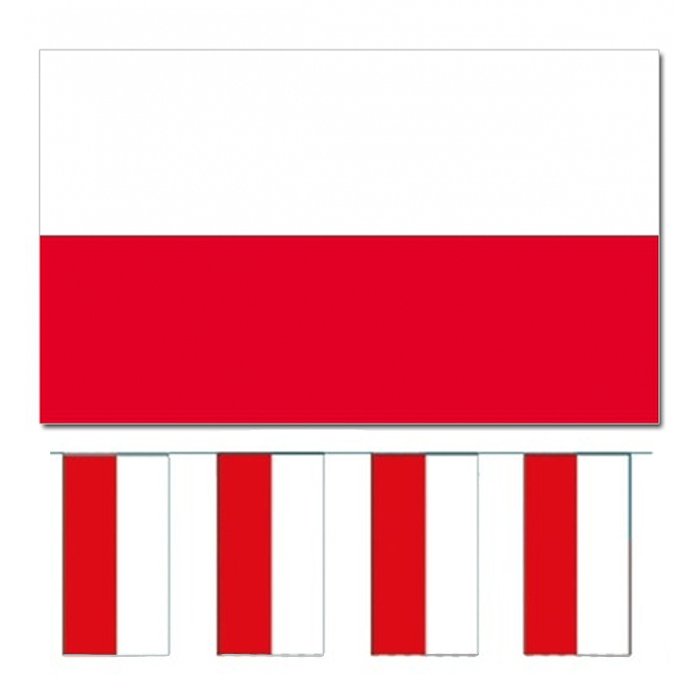 Bellatio Decorations Vlaggen versiering set Polen Vlag 90 x 150 cm en vlaggenlijn 4 meter