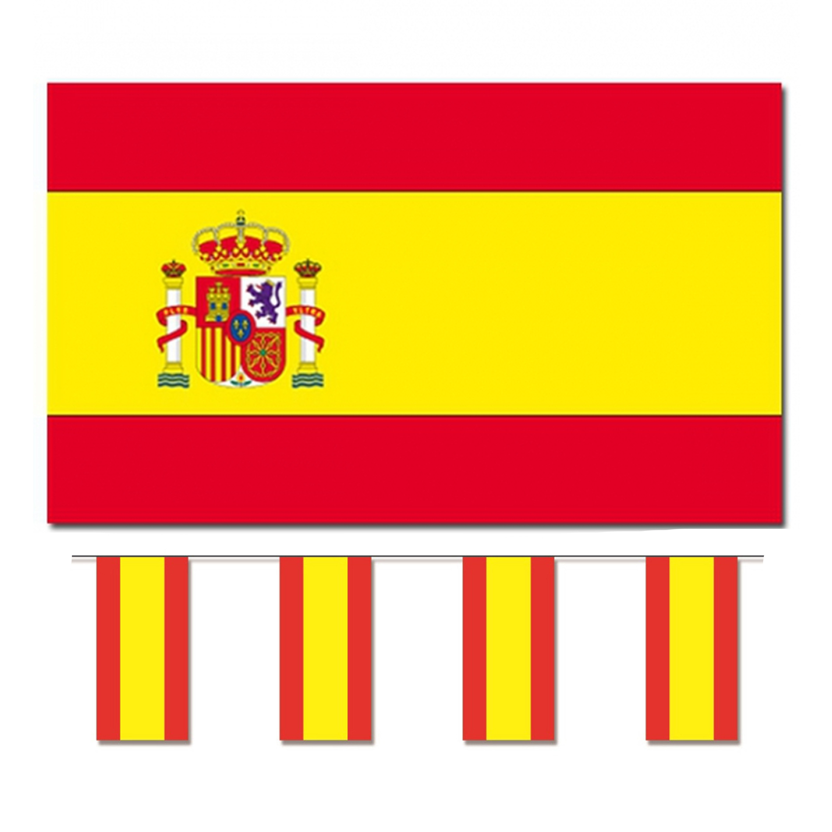 Bellatio Decorations Vlaggen versiering set Spanje Vlag 90 x 150 cm en vlaggenlijn 4 meter