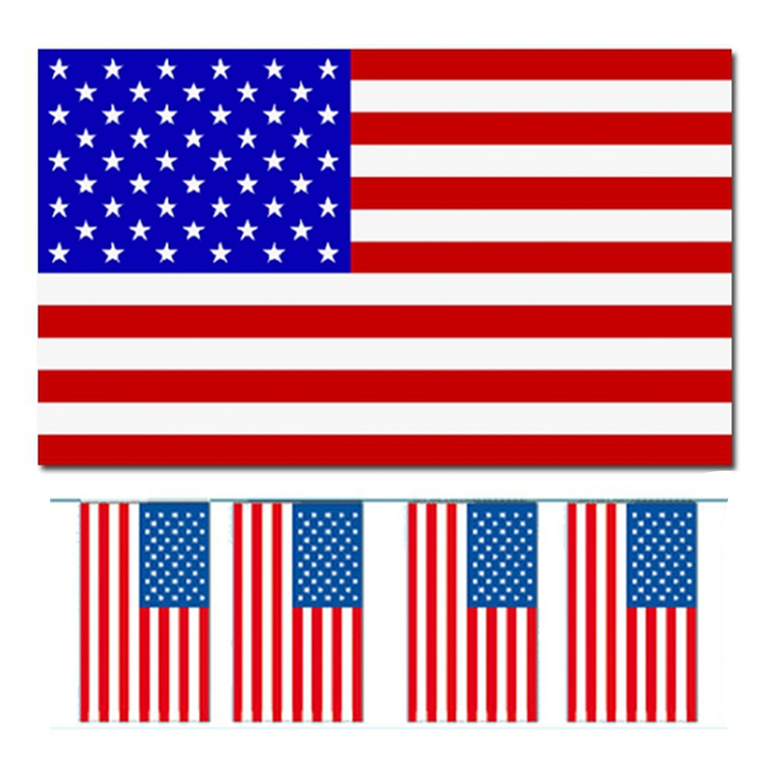 Bellatio Decorations Vlaggen versiering set USA-Amerika Vlag 90 x 150 cm en vlaggenlijn 4 mete