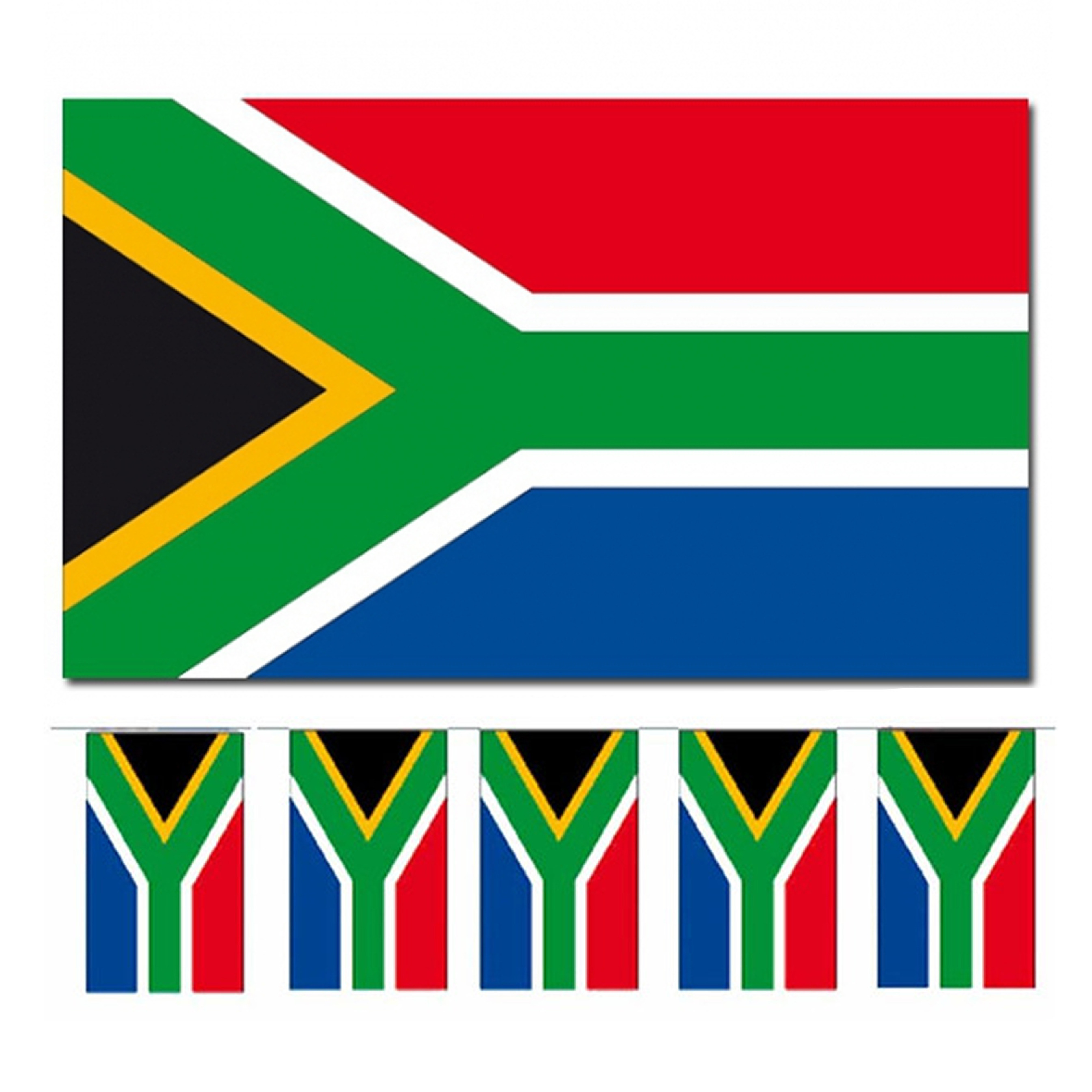 Bellatio Decorations Vlaggen versiering set Zuid Afria Vlag 90 x 150 cm en vlaggenlijn 4 meter