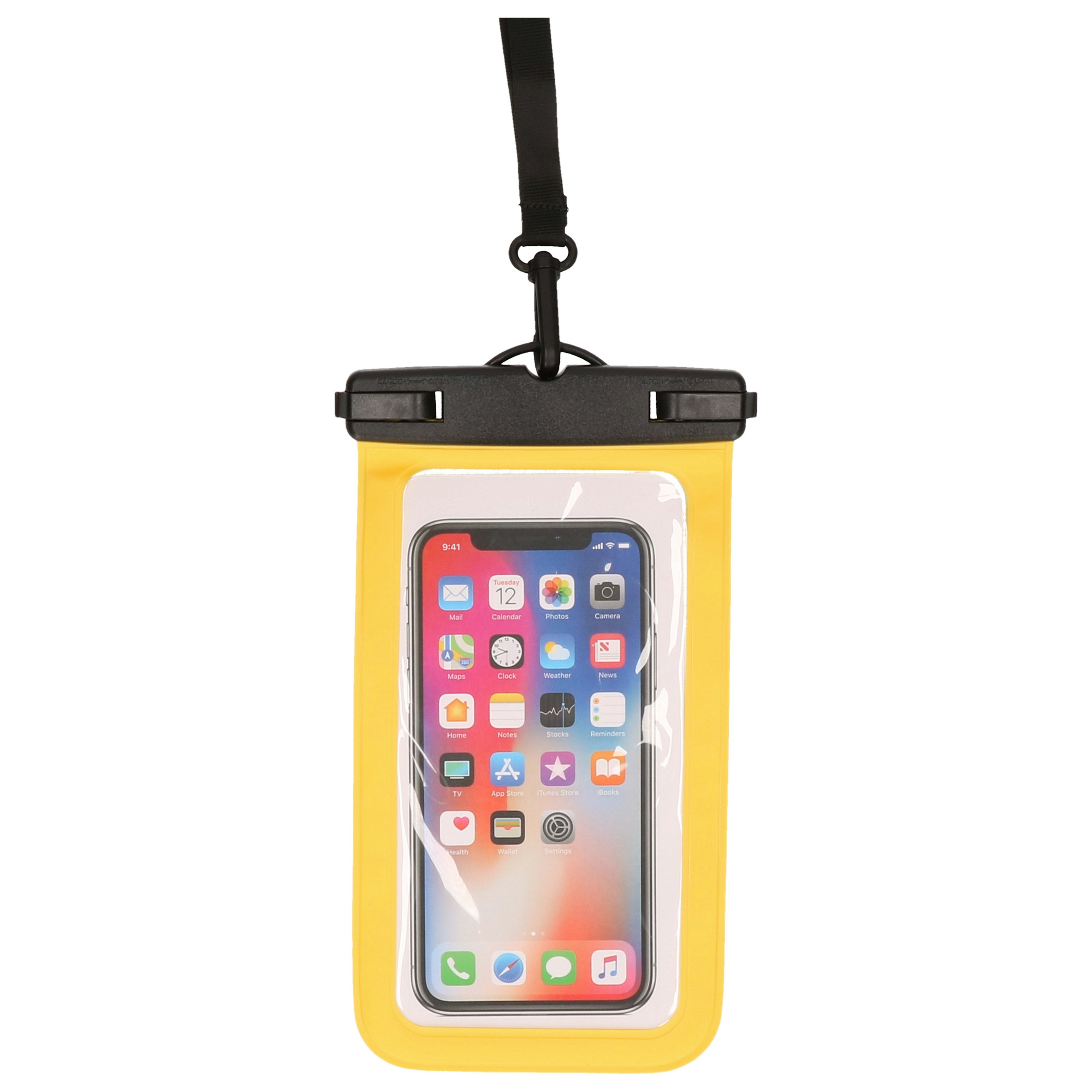 Bellatio Design waterdicht telefoonhoesje voor alle telefoons tot 6 inch geel