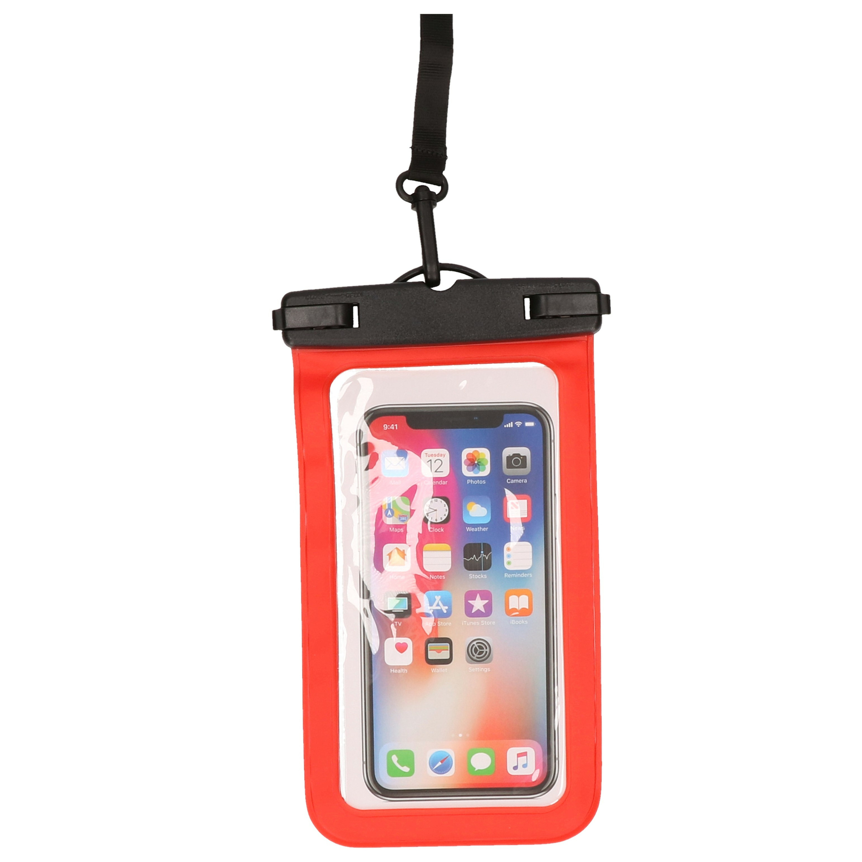 Bellatio Design waterdicht telefoonhoesje voor alle telefoons tot 6 inch rood