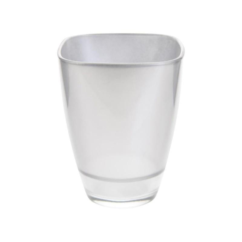 Merkloos Bellatio design zilveren vierkante vaas van glas 17cm -