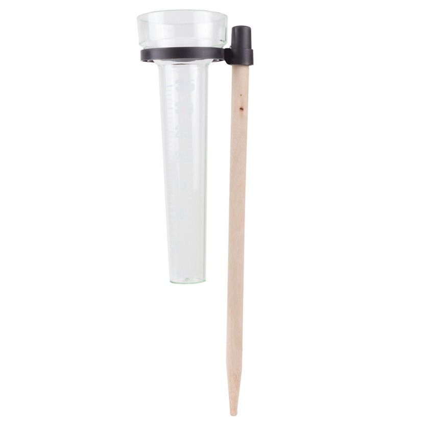 Benson Regenmeter-neerslagmeter glas op een stok kunststof-hout 36 cm