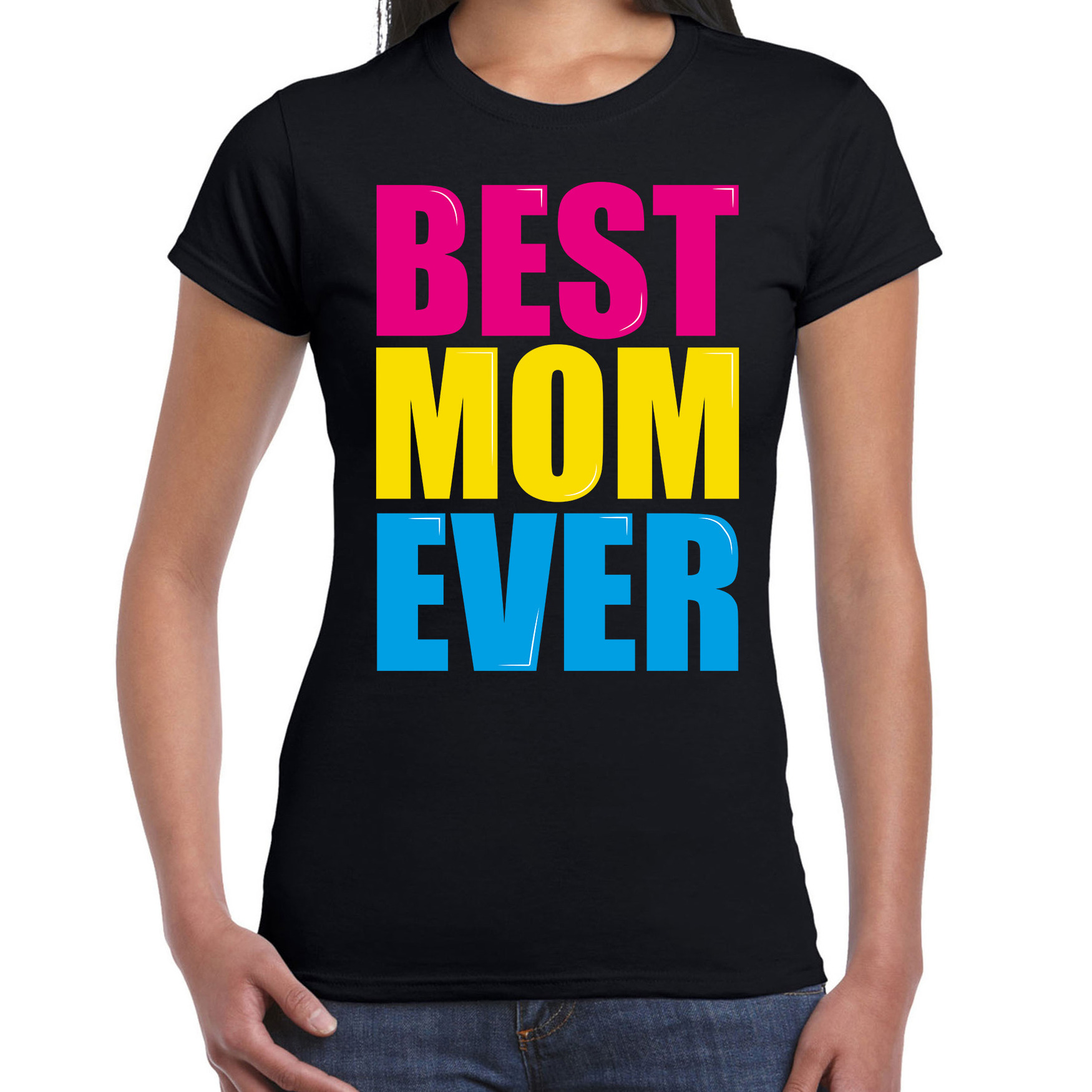 Best mom ever-Beste moeder ooit fun t-shirt zwart dames