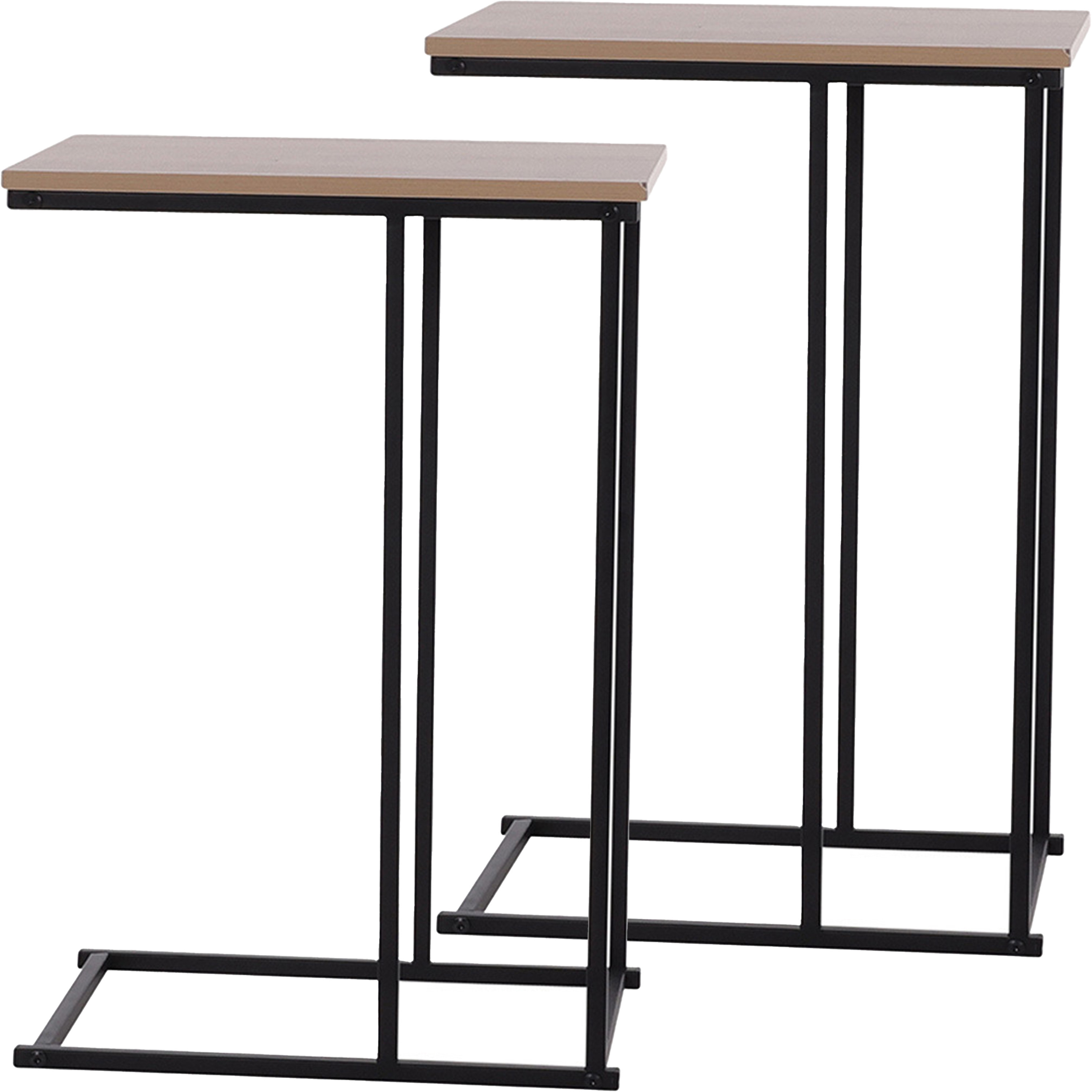 Bijzettafel-banktafel 2x zwart-bruin metaal 40 x 26 x 58 cm