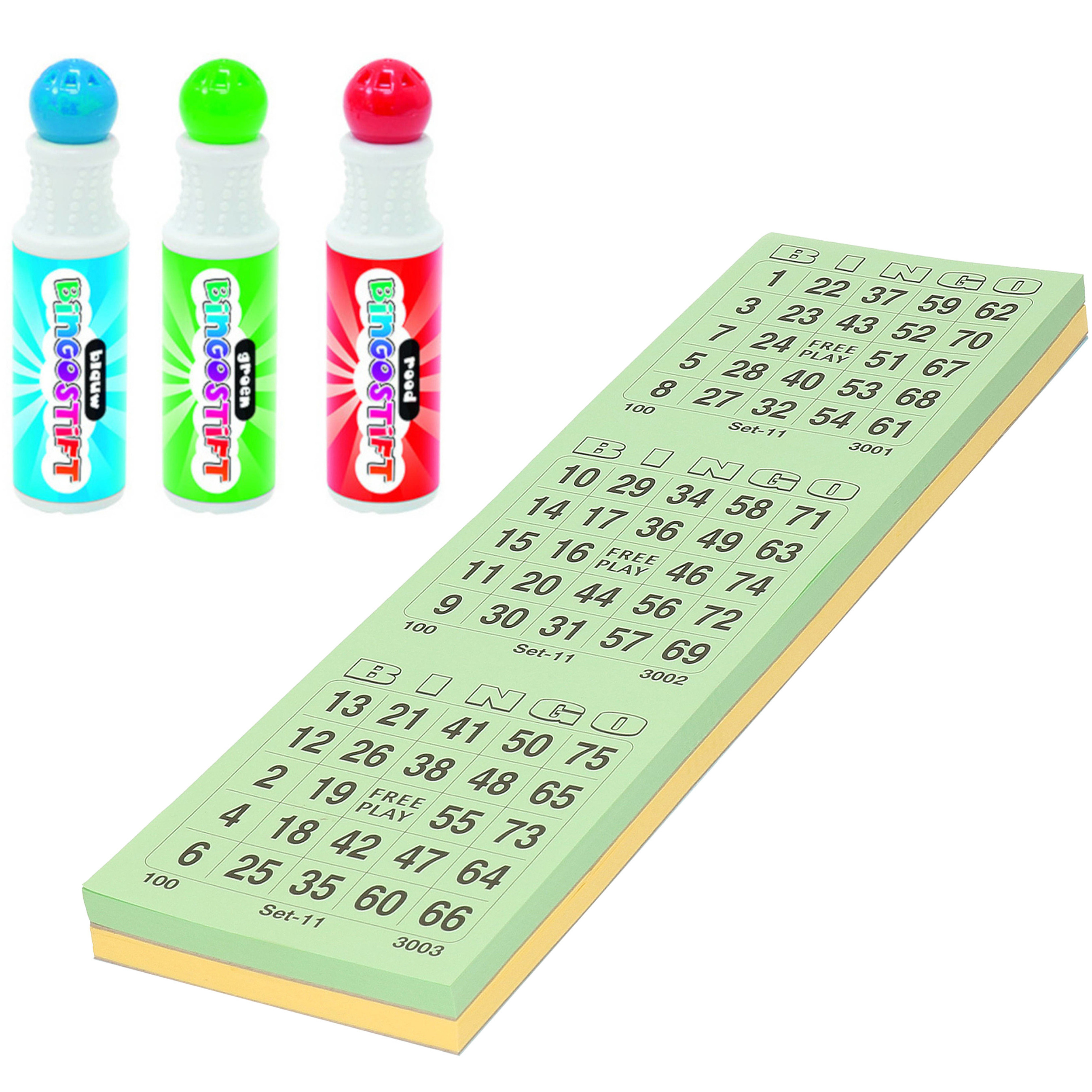 Grafix - Bingo set - 3x bingostiften en 200x Bingokaarten nummers 1-75