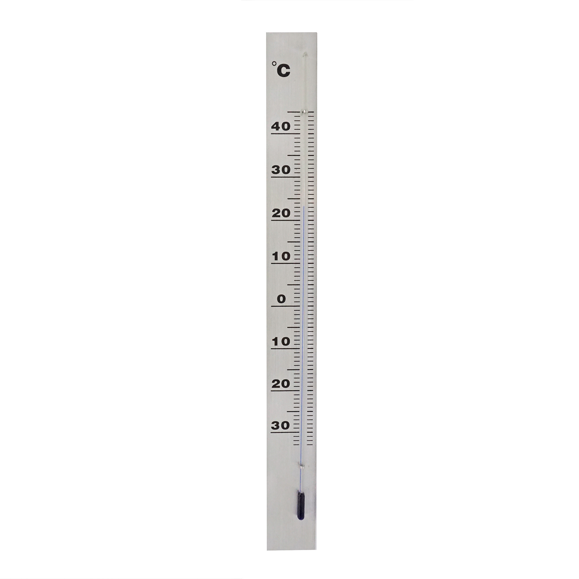 Binnen-buiten thermometer grijs van aluminium 3.8 x 37 cm
