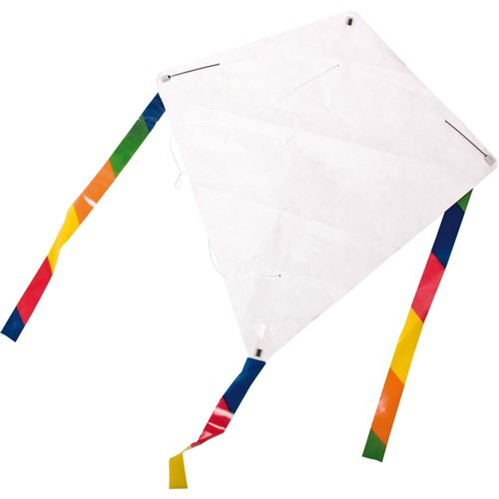 Blanco vlieger DIY knutselpakket inclusief 6 krijtjes 49 x 49 cm